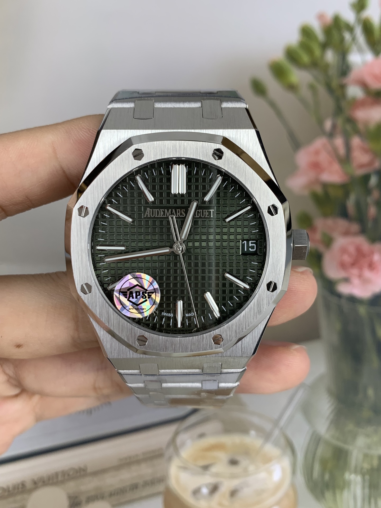 NO:553085,as Audemars Piguet 15510 Green Steel,,audemars19860909as 爱彼15510 绿钢,,audemars,Watch