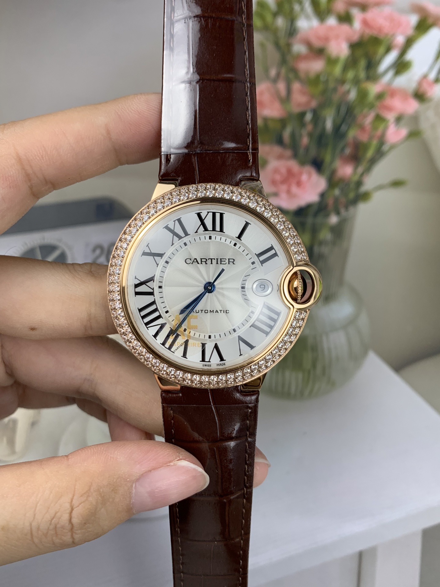NO:553162,af double row diamond rose gold balloon,19860909af 双排钻 玫瑰金气球,,Watch