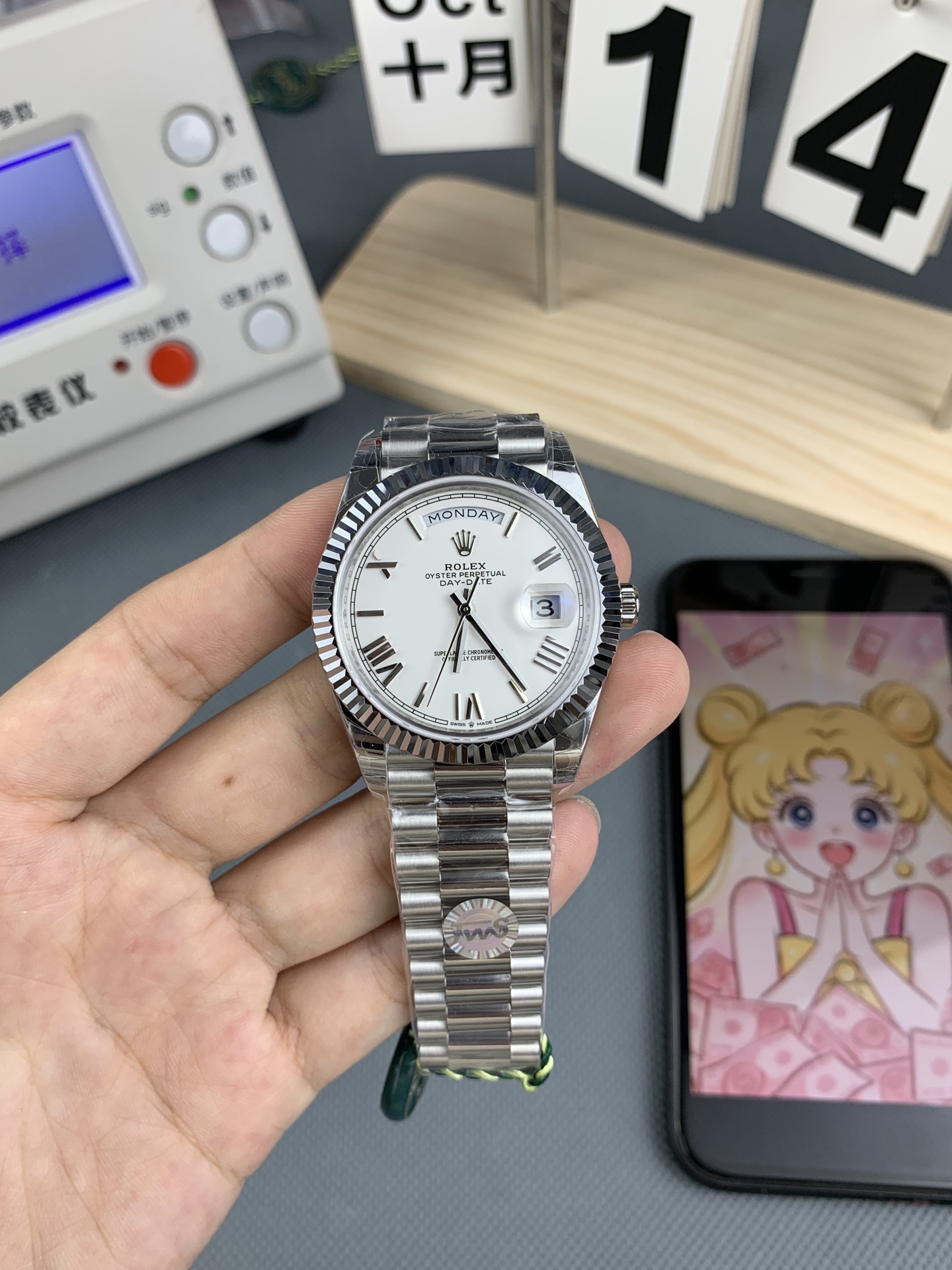 NO:553309,tws white roman noodles white steel dd,19860909tws 白罗马面 白钢 dd,,Watch