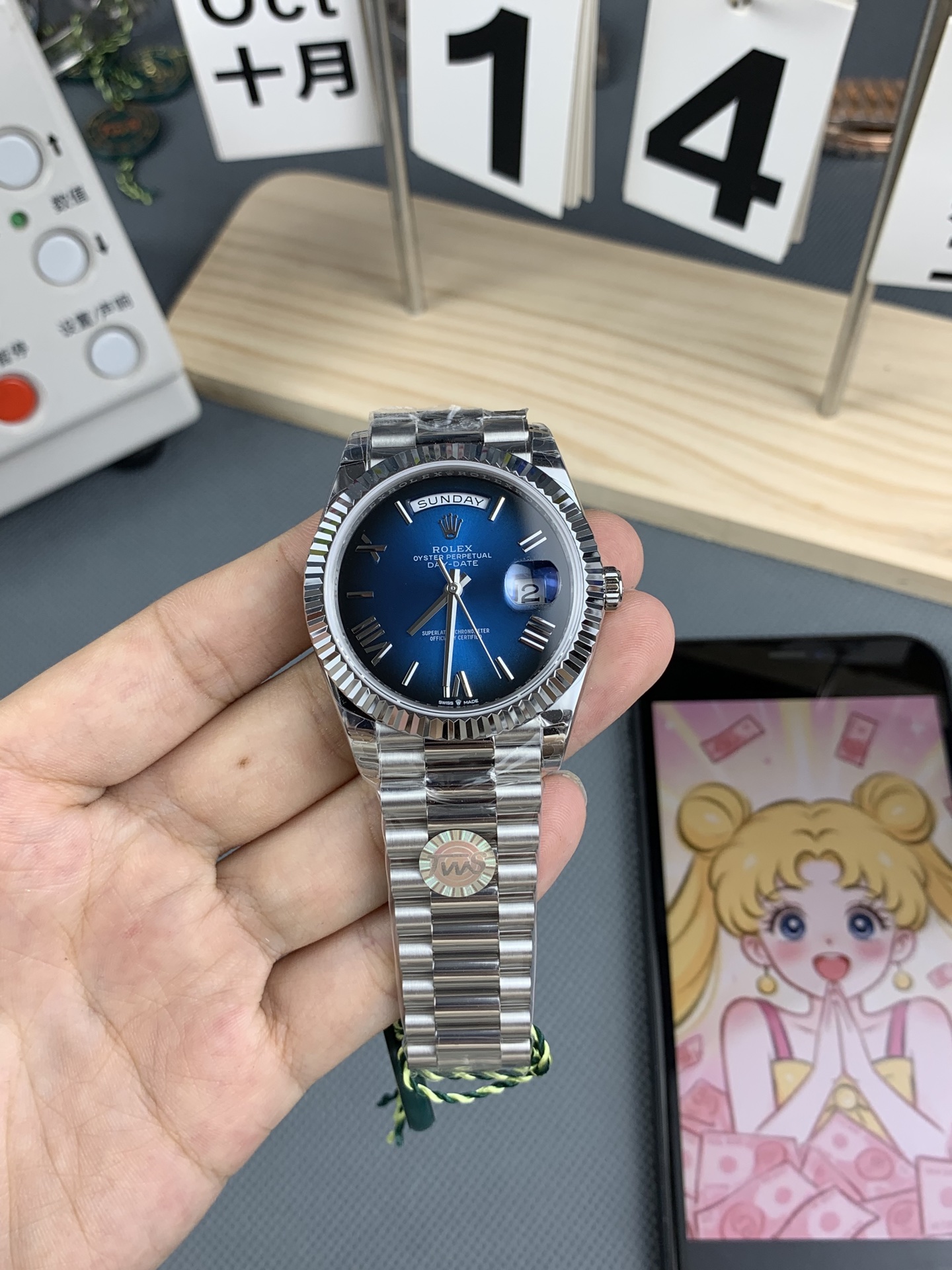 NO:553318,tws gradient blue Roman surface white steel dd,19860909tws 渐变蓝罗马面 白钢 dd,,Watch