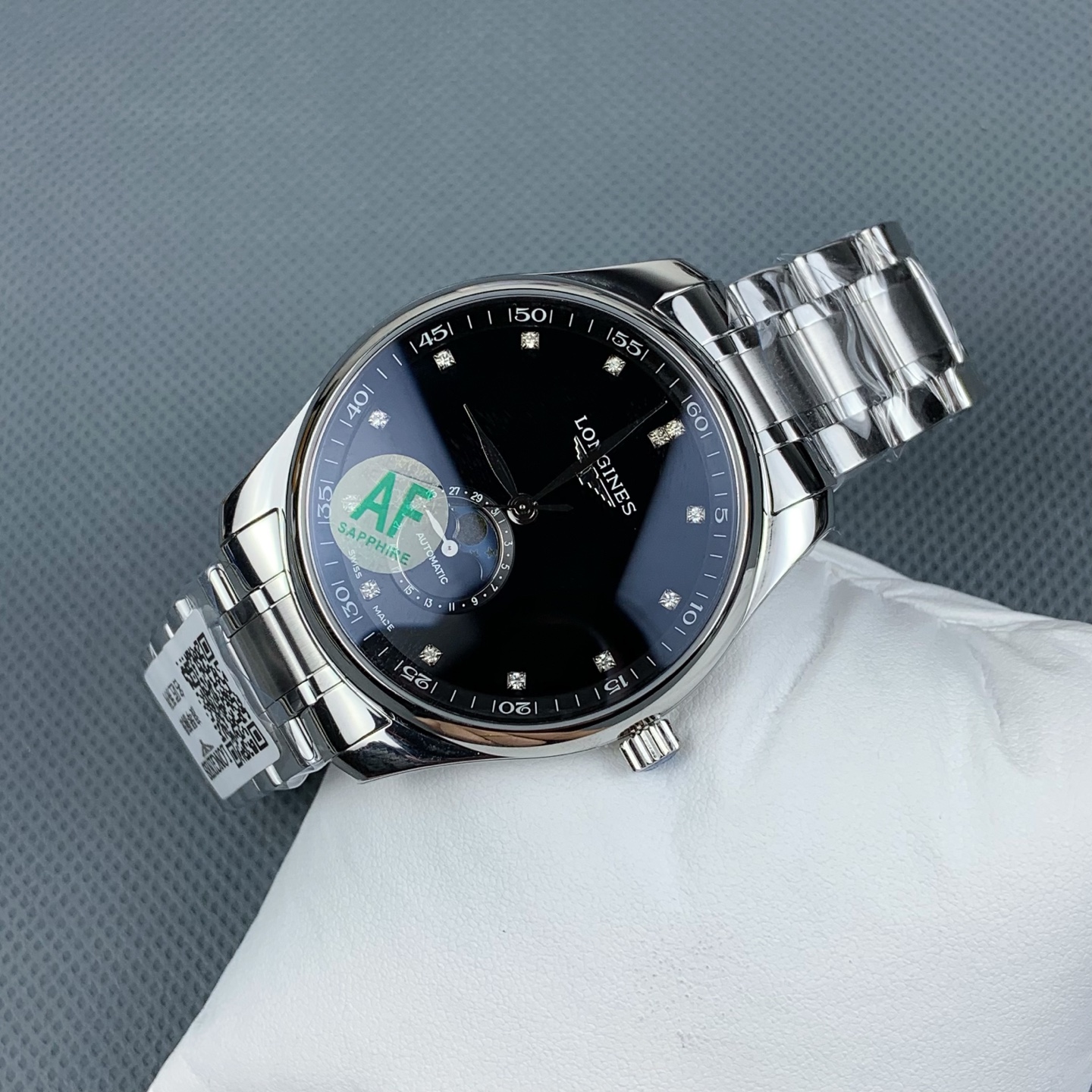 NO:641447,AF four-hand moon phase black plate 42mm/diamond engraved,19860909AF 四针月相黑盘 42mm/钻刻,,Watch