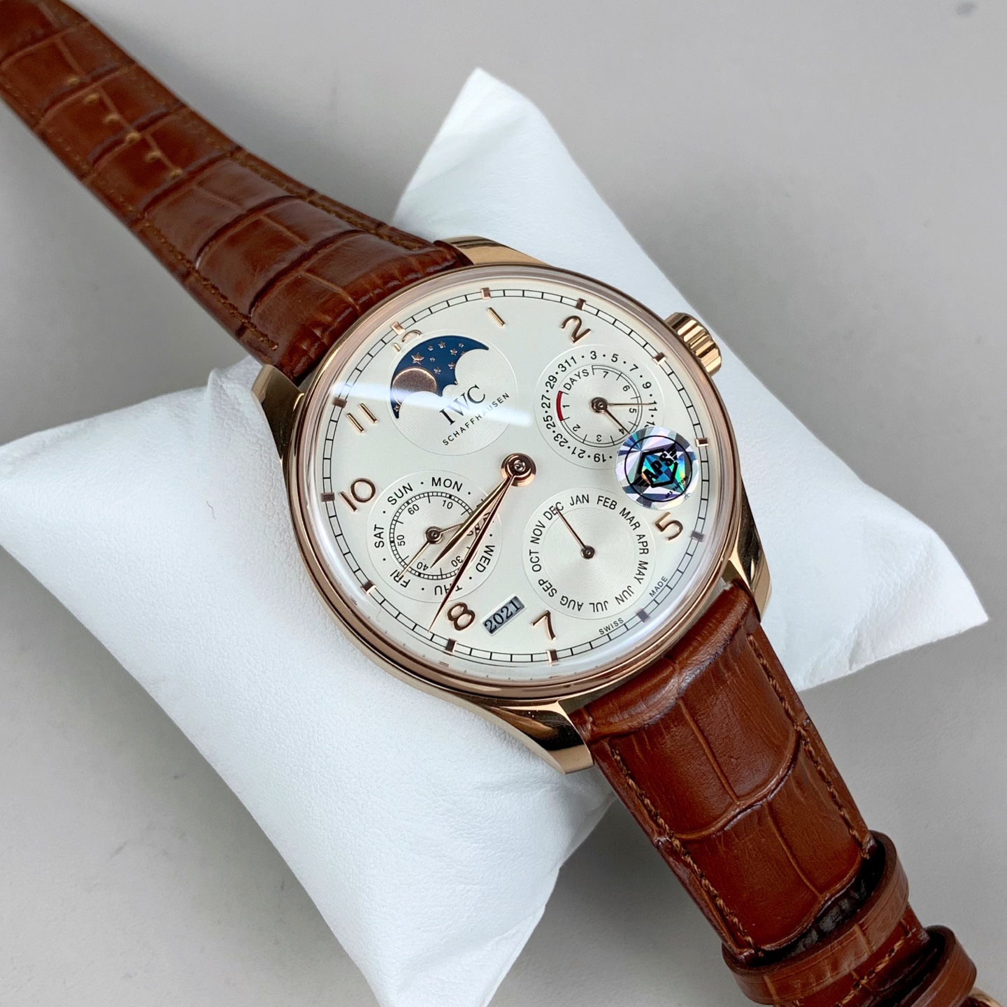 NO:726867,As IWC Portuguese Perpetual Calendar/Rose Gold Brown Leather,,iwc19860909As 万国葡萄牙万年历 /玫瑰金棕皮,,iwc,Watch