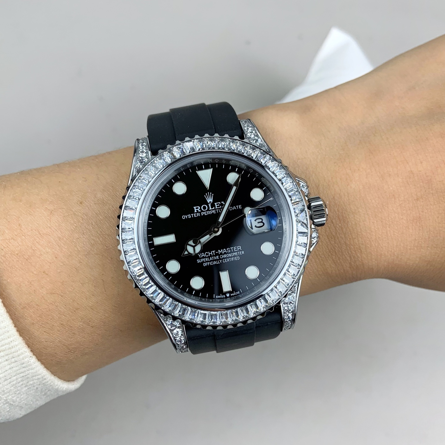 NO:726930,GS platinum yacht full of diamond rings,19860909GS 白金游艇 满钻圈,,Watch