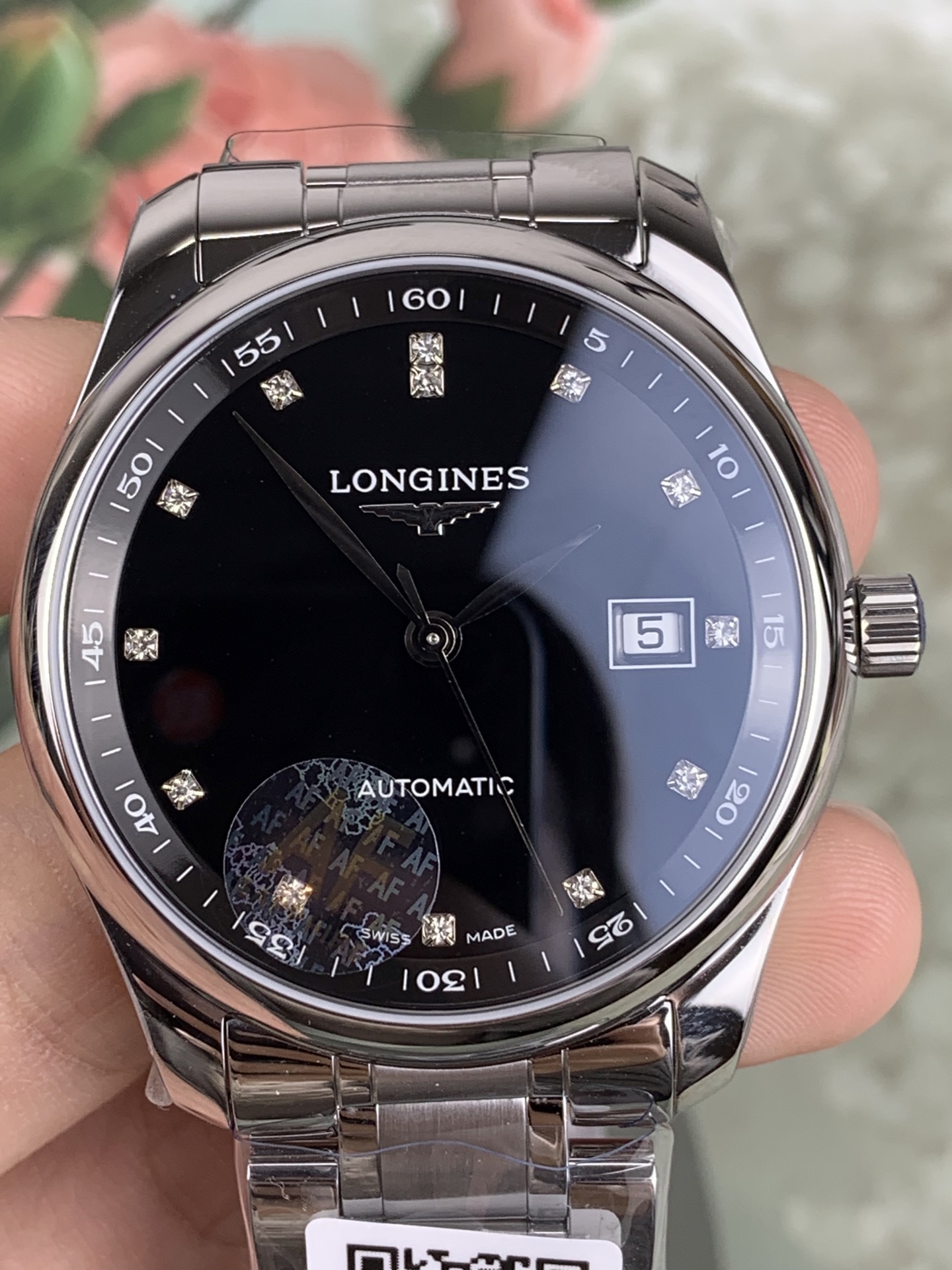 NO:728237,AF Longines Master/Black plate diamond engraving, longines19860909AF 浪琴名匠/黑盘钻刻,,longines,Watch