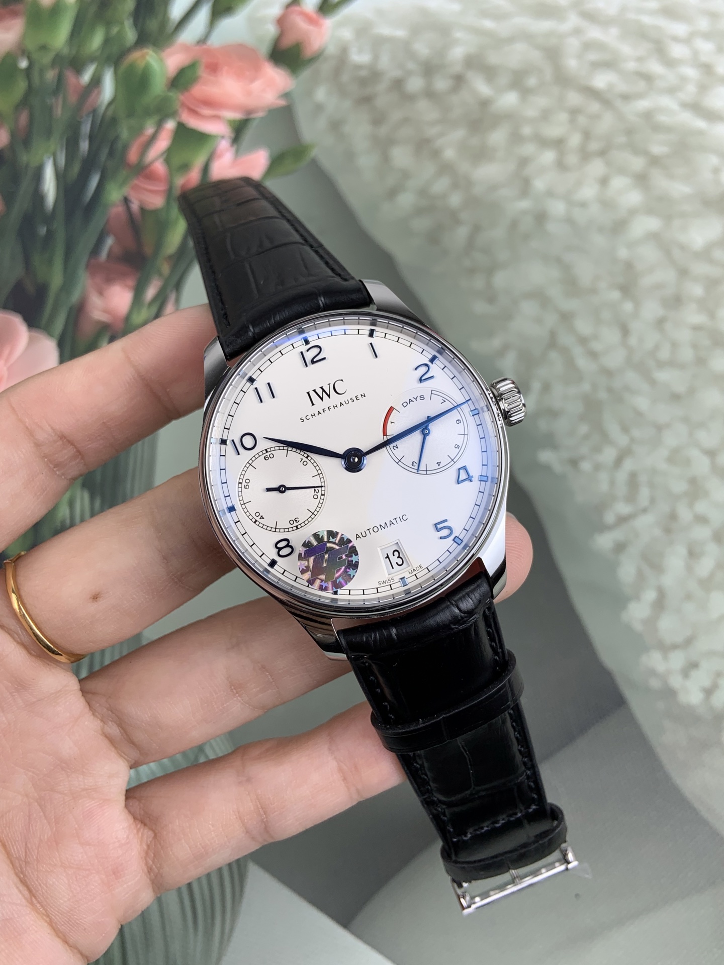 NO:728272,ZF IWC Portuguese 7 black leather,,iwc19860909ZF 万国葡七 黑皮,,iwc,Watch