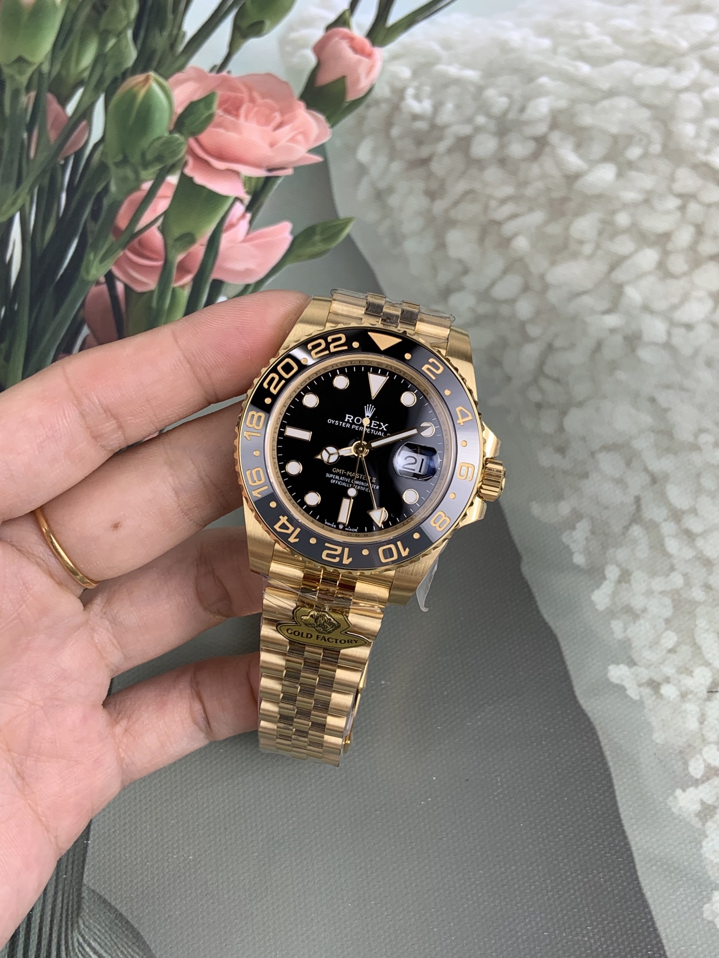 NO:741875,Dog factory v4 version counterweight, Greenwich full gold preserved egg,19860909狗厂 v4版本配重,格林尼治 全金皮蛋,,Watch