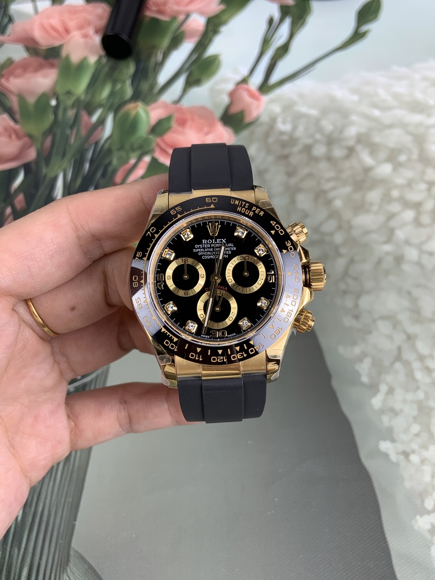 NO:741882,QF Daytona black gold, weighted left and right,19860909QF 迪通拿 黑金,配重克左右,,Watch