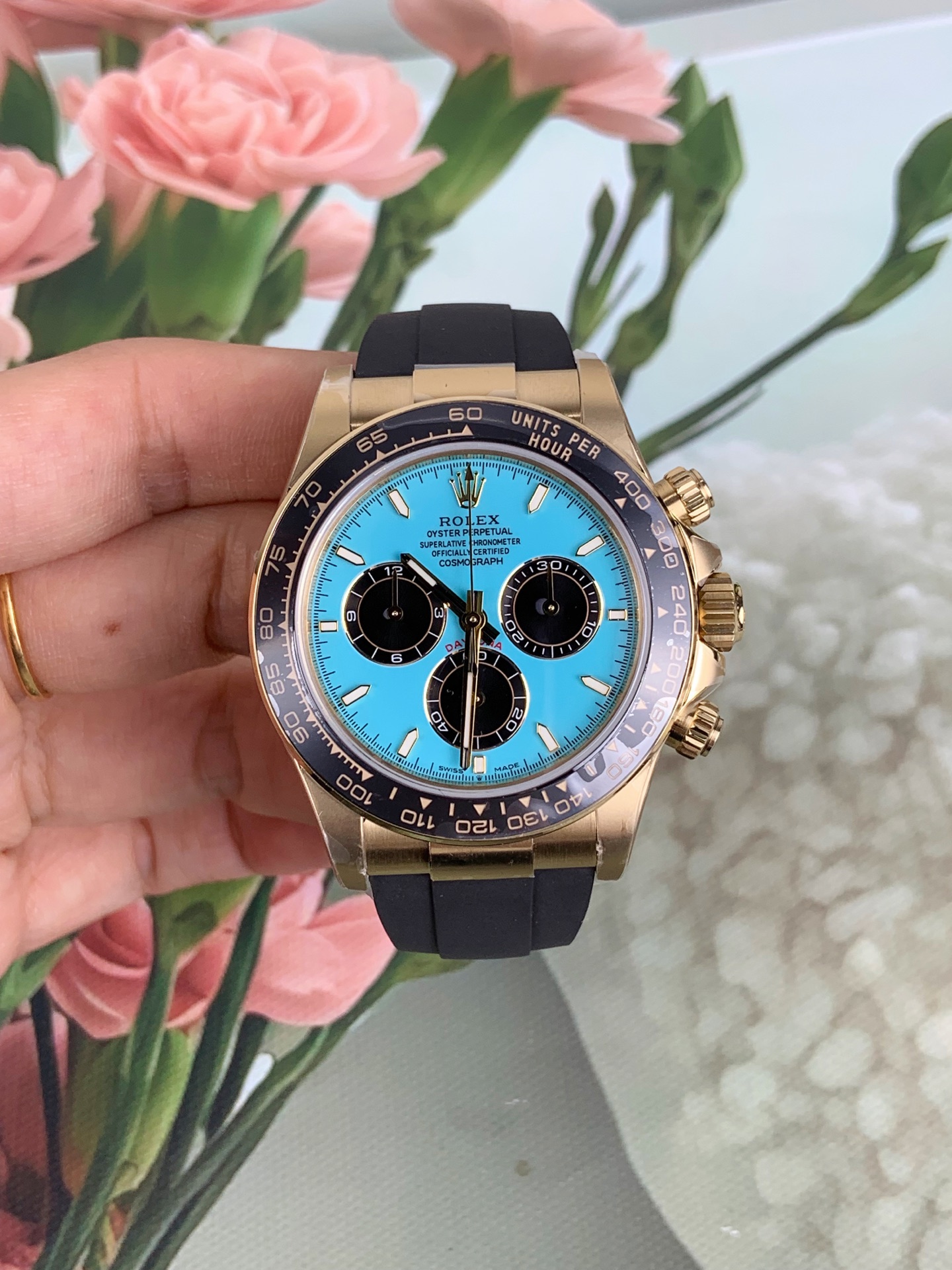 NO:741895,CBD Tiffany Blue Daytona 4131 machine,19860909CBD 提夫尼蓝 迪通拿 4131机,,Watch