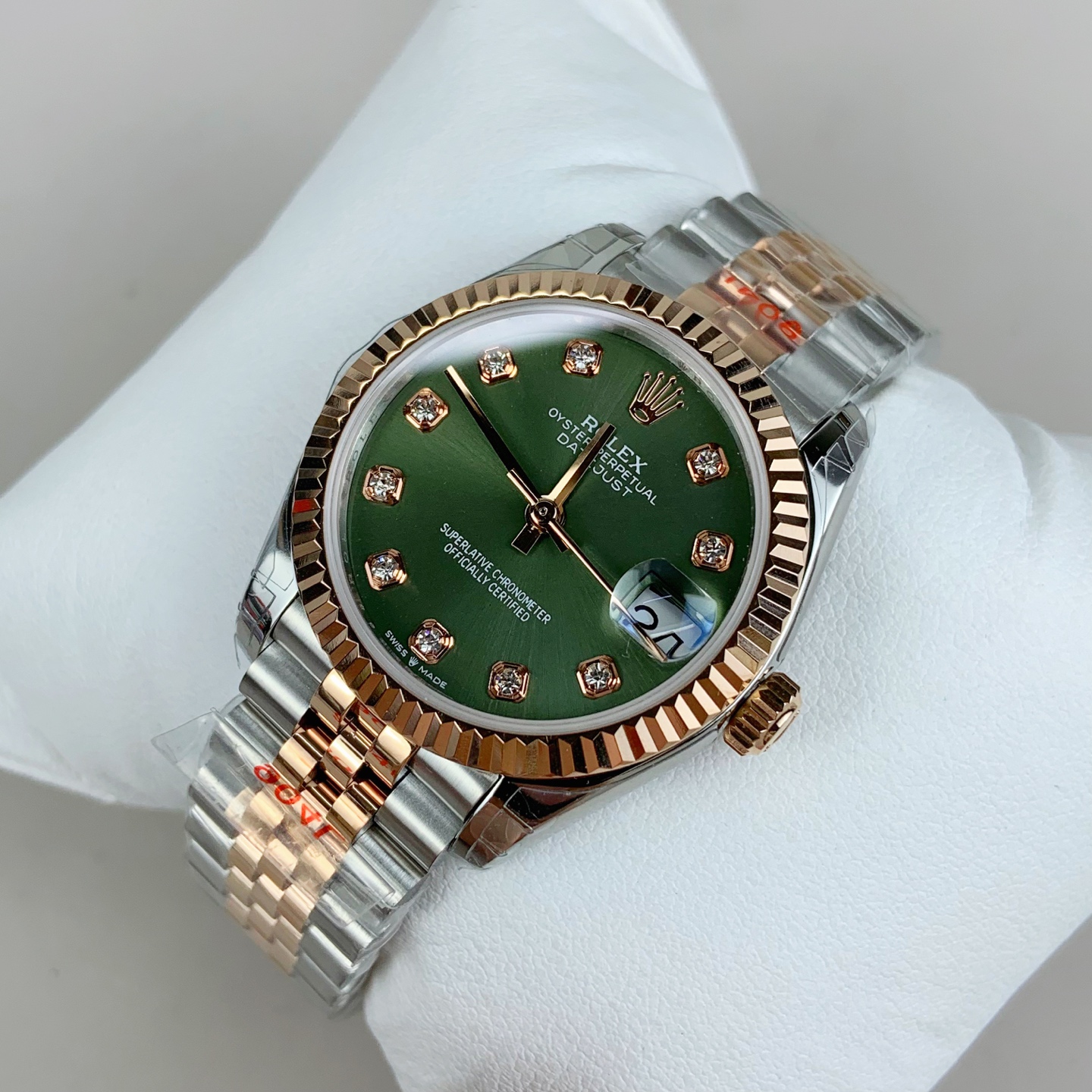 NO:944300,GS log rose green plate/2236 machine/31mm,19860909GS 日志 间玫绿盘/2236机/31mm,,Watch