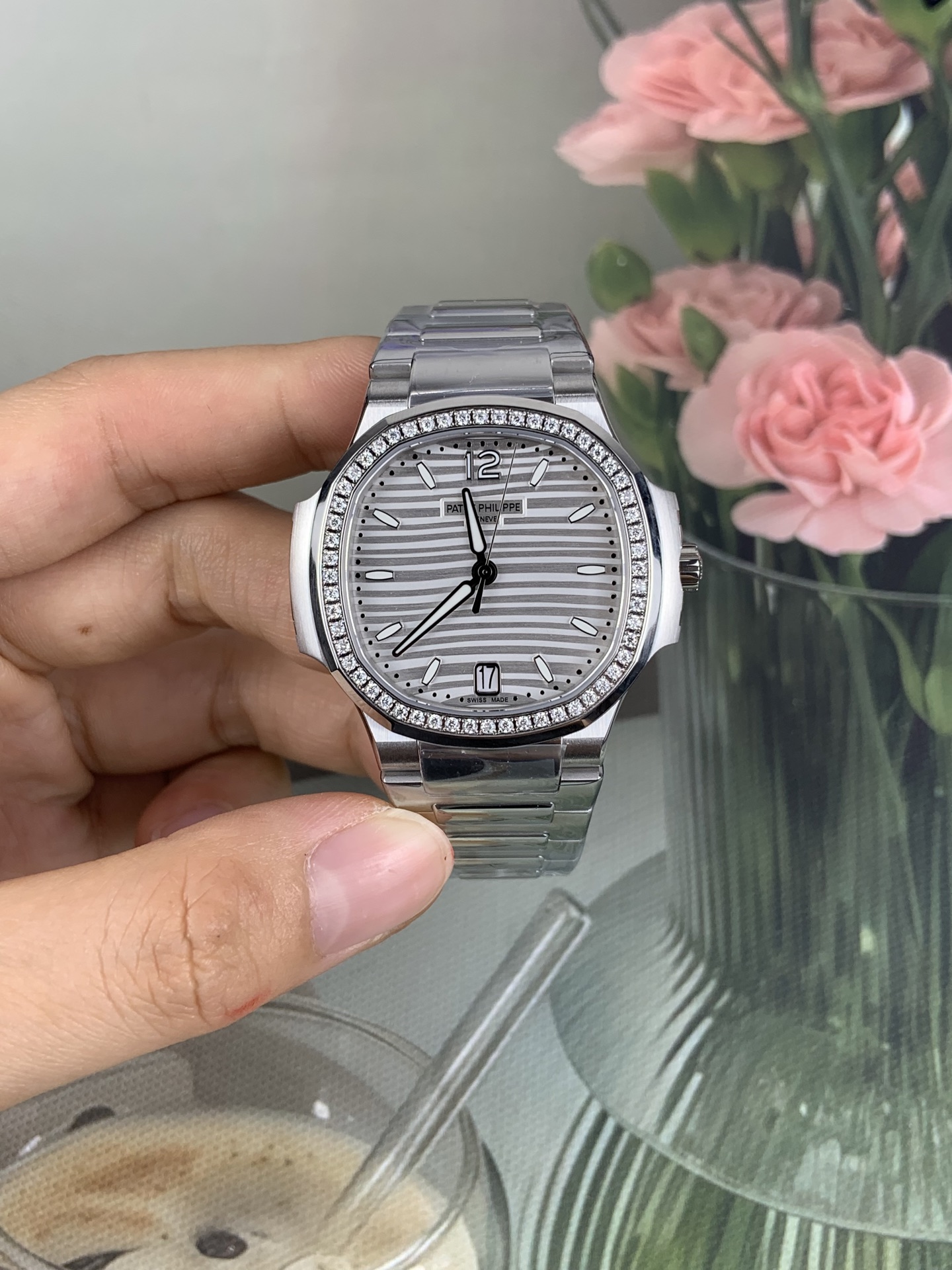 NO:821709,DDF Nautilus Series/Diamond Ring White Plate,19860909DDF 鹦鹉螺系列/钻圈白盘,,Watch