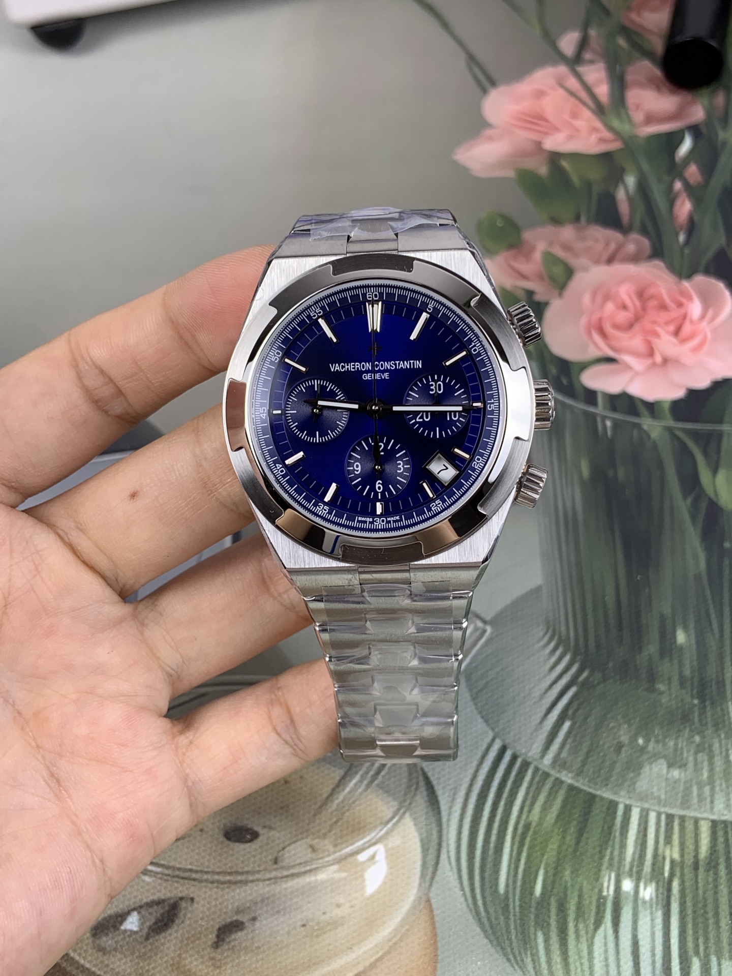 NO:821711,8F Across the World 5500V blue plate chronograph,198609098F 纵横四海 5500V 蓝盘计时,,Watch