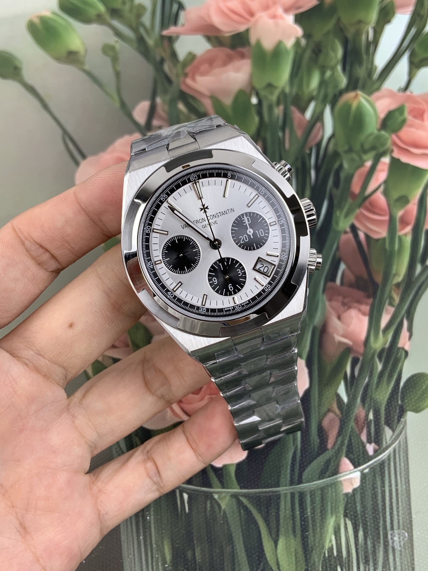 NO:821755,8F Zonghengsihai 6-pin white steel,198609098F 纵横四海6针白钢,,Watch