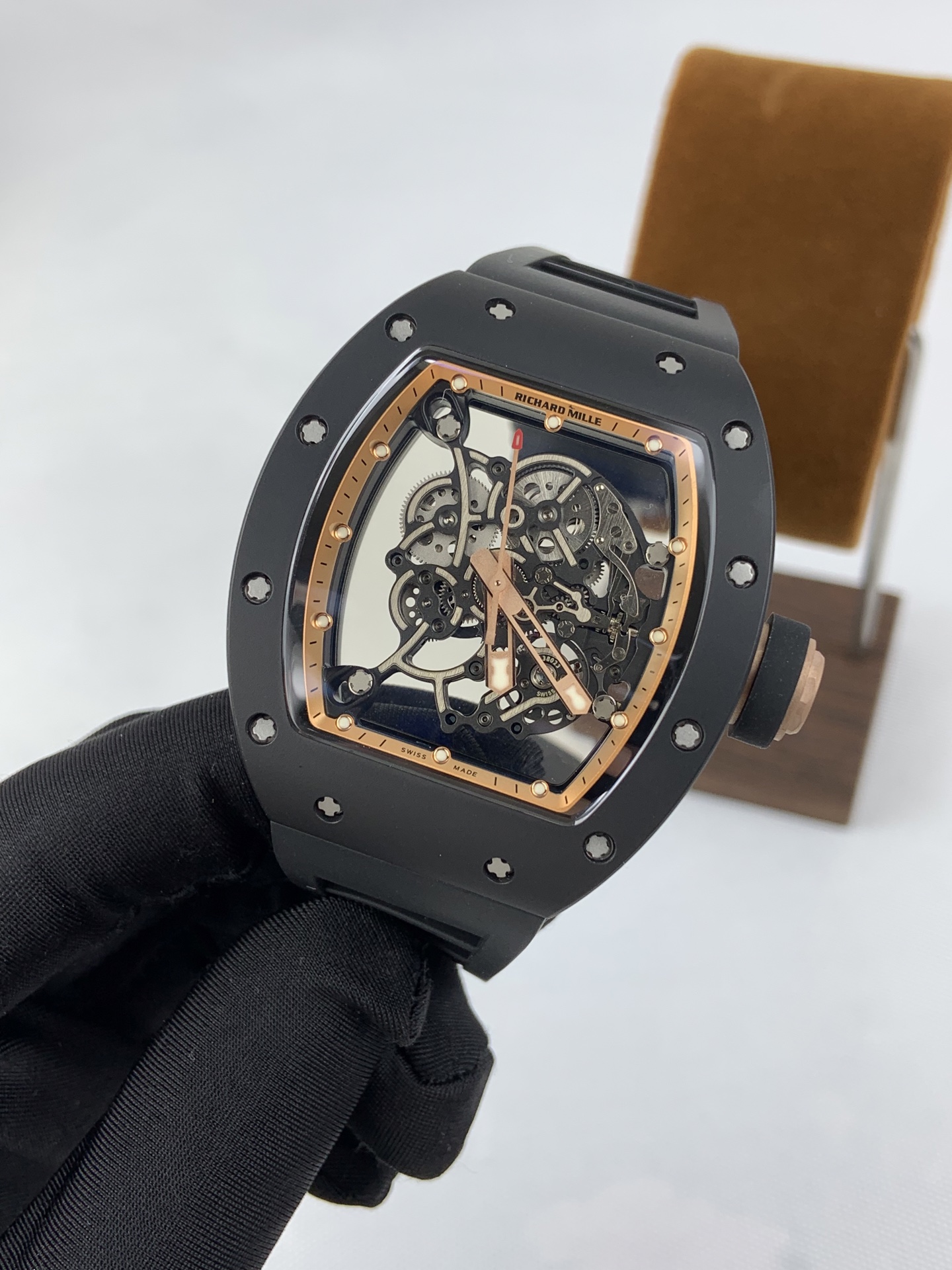 NO:821740,NEW/BBR Richard Mille RM black ceramic black gold model,19860909NEW/BBR 理查德 米勒RM 黑陶瓷 黑金款,,Watch