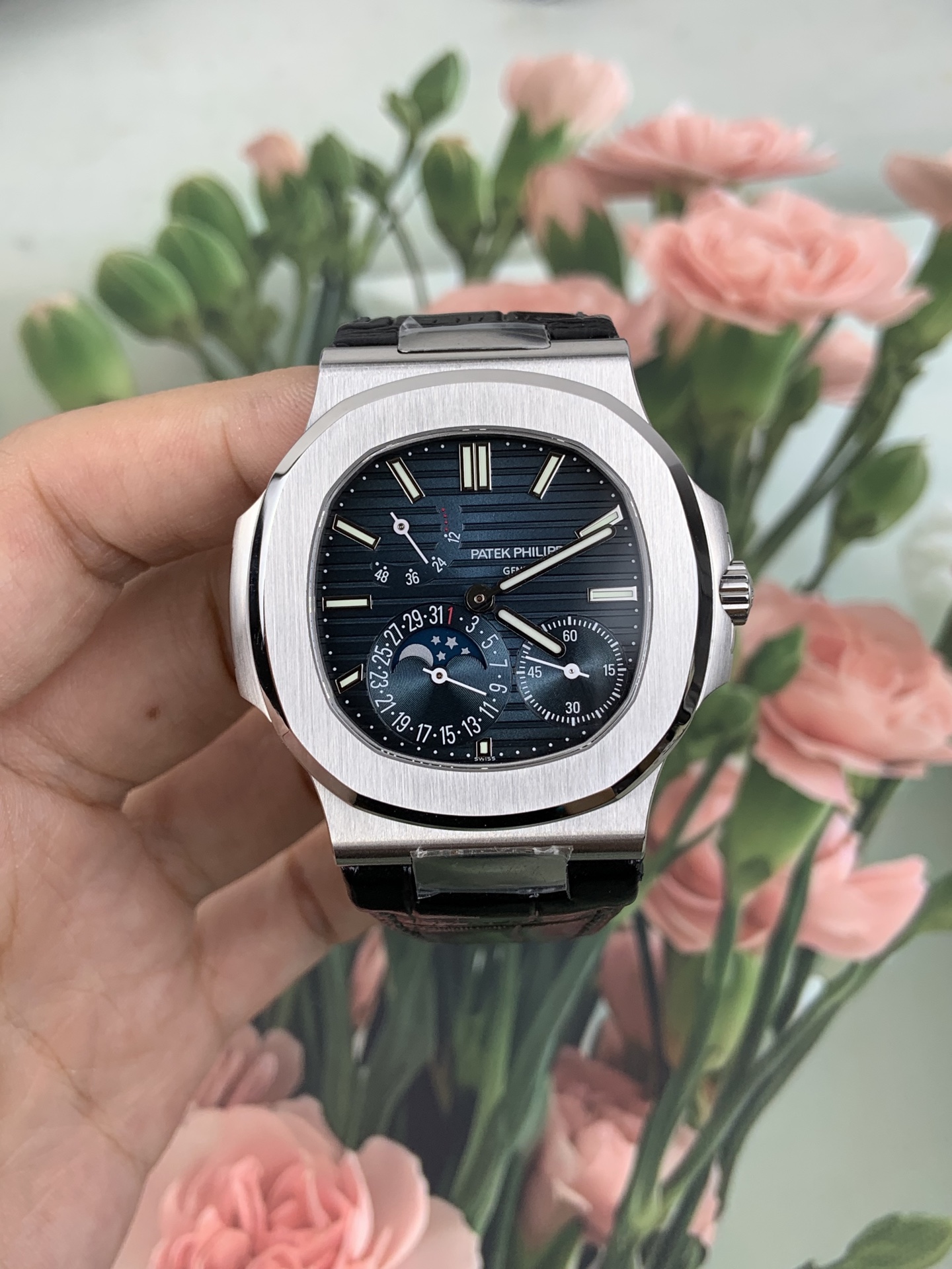 NO:821761,PPF series president blue leather,19860909PPF 系列总裁 蓝皮,,Watch