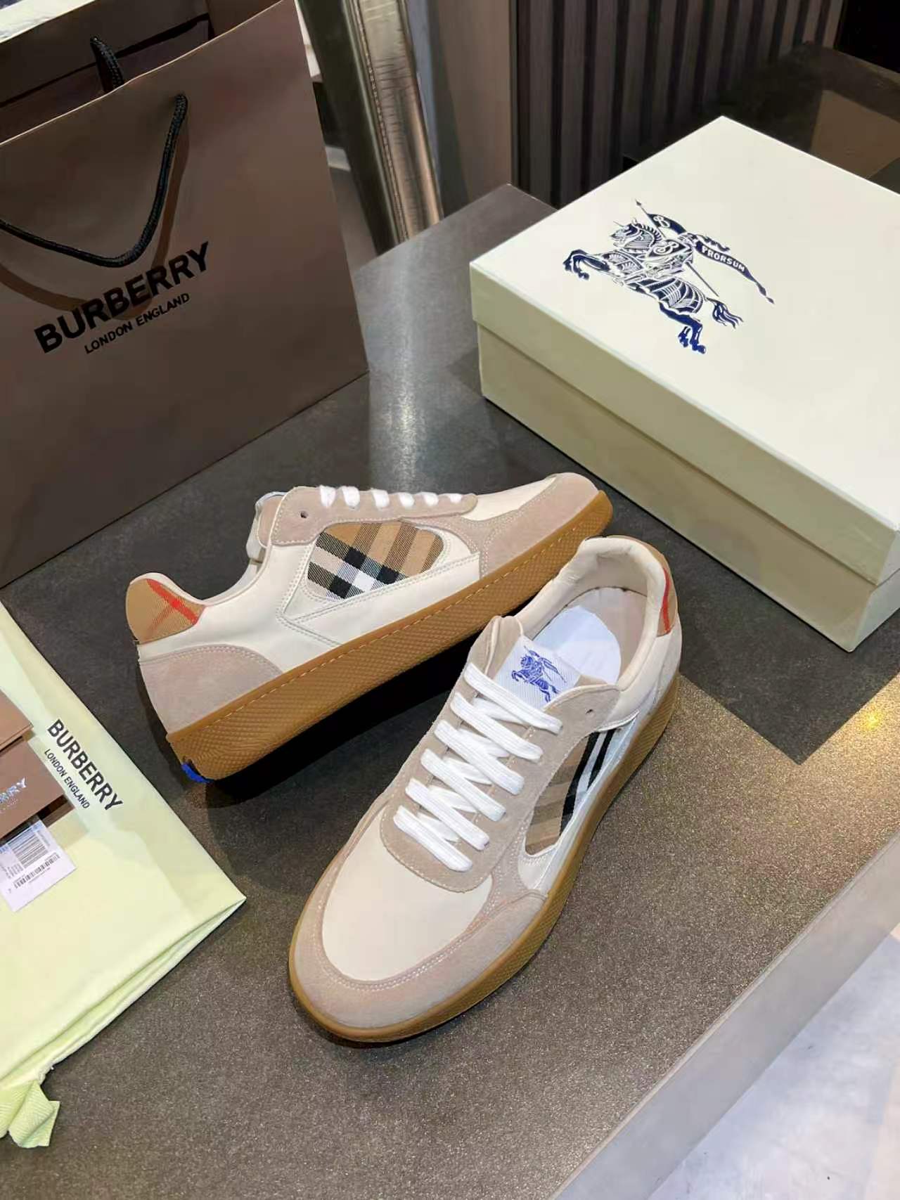 Burberry Vintage Check Panel Low Top Sneakers