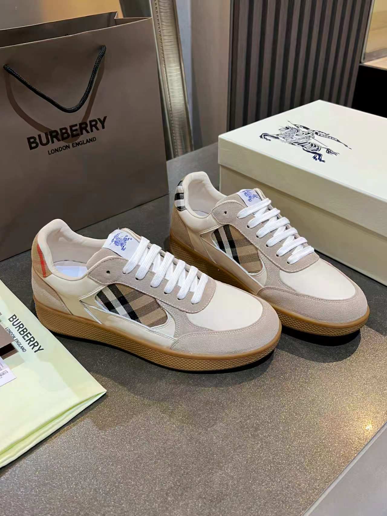 Burberry Vintage Check Panel Low Top Sneakers