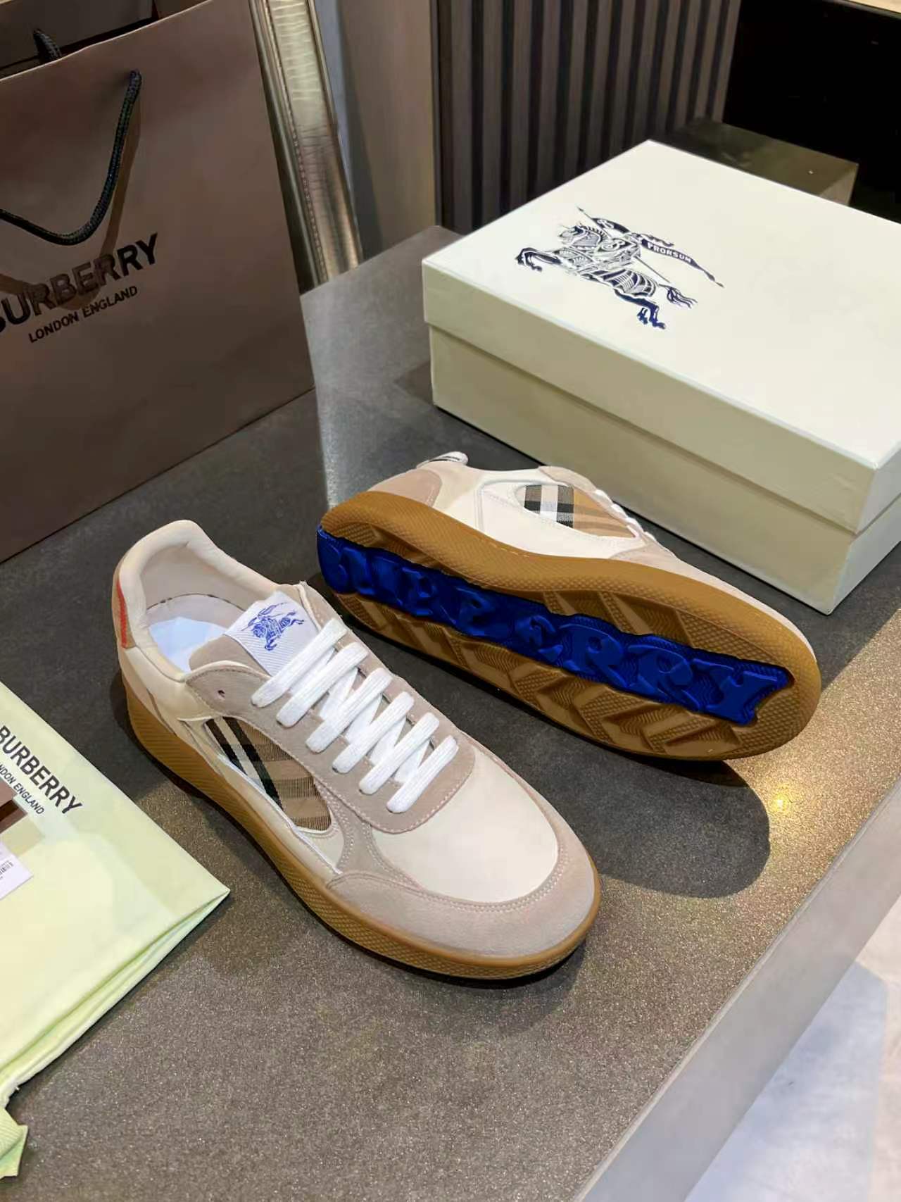 Burberry Vintage Check Panel Low Top Sneakers
