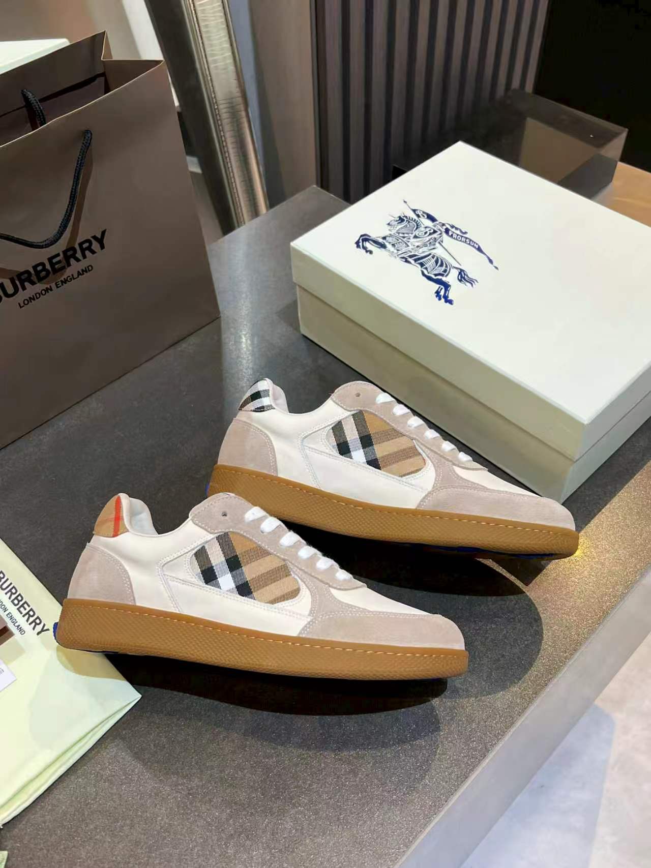 Burberry Vintage Check Panel Low Top Sneakers