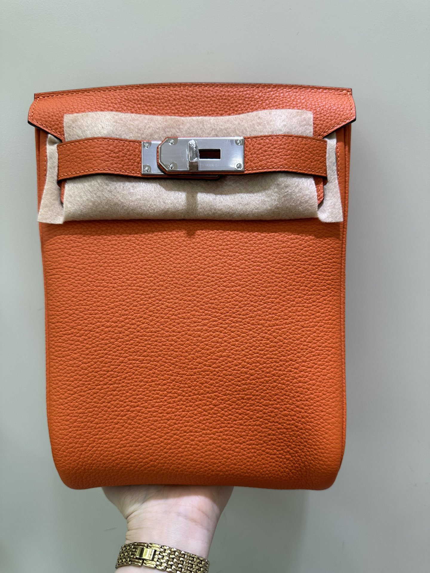 HERMES HAC A DOS PM BACKPACK Orange & Gris Tourterelle Togo PHW. Global ...