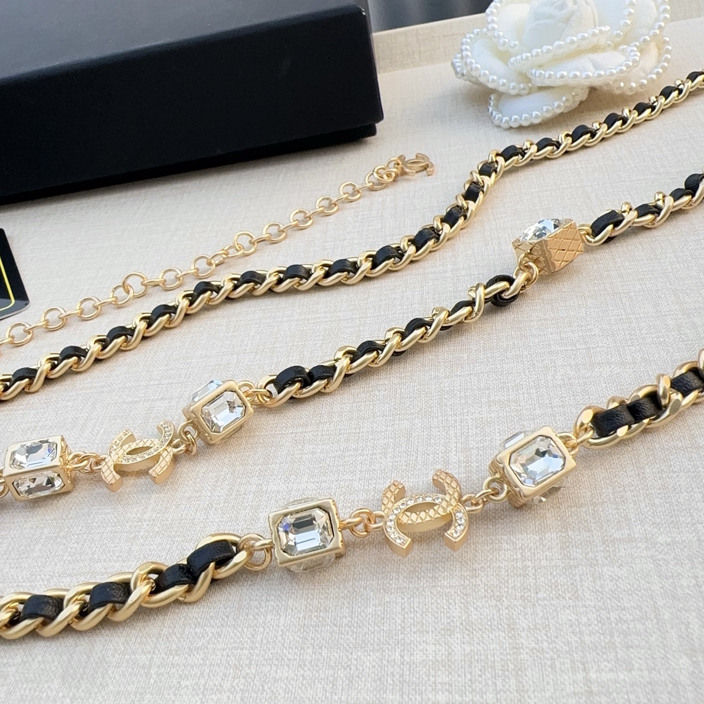 💥💥💥CHANEL 香奈儿 纯铜腰链配白水晶，长度：均码