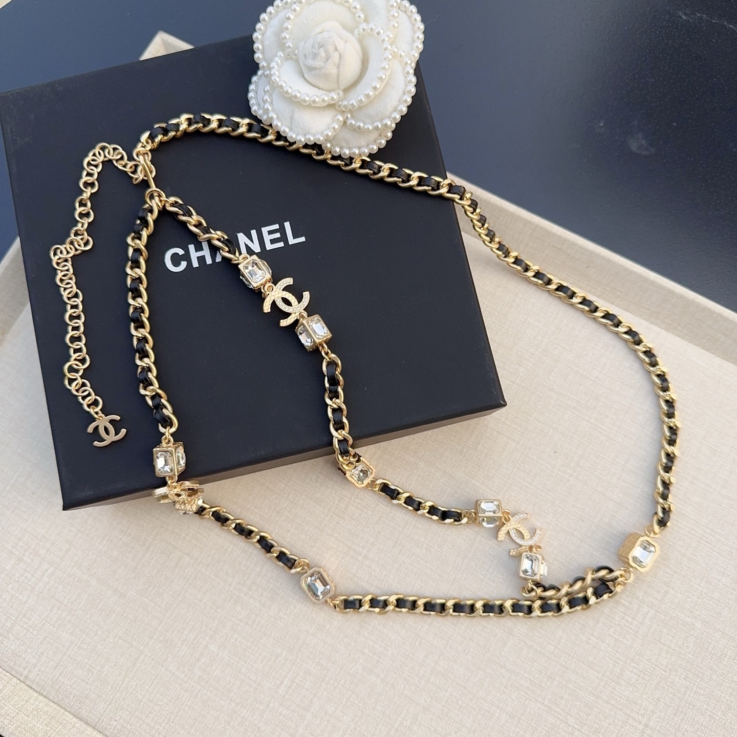 💥💥💥CHANEL 香奈儿 纯铜腰链配白水晶，长度：均码