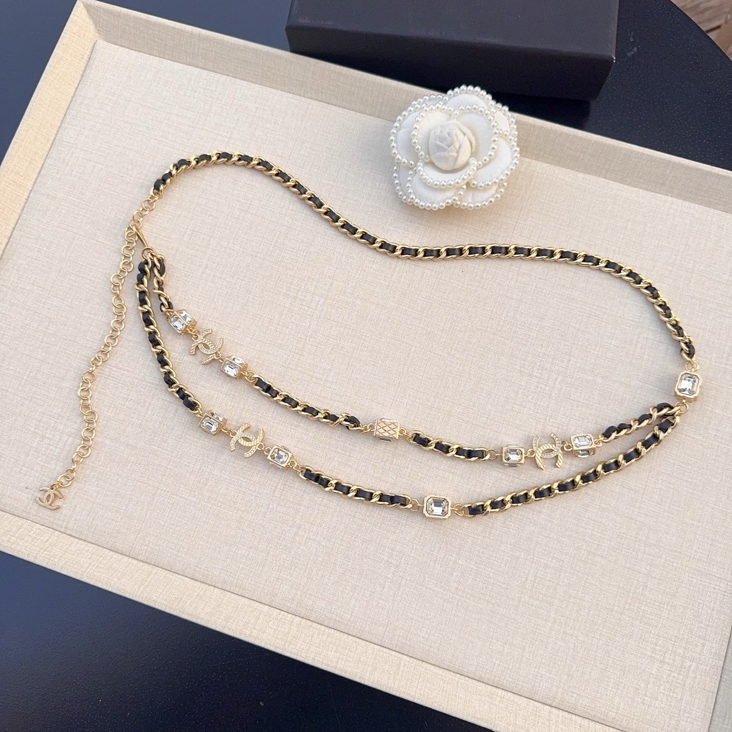 💥💥💥CHANEL 香奈儿 纯铜腰链配白水晶，长度：均码