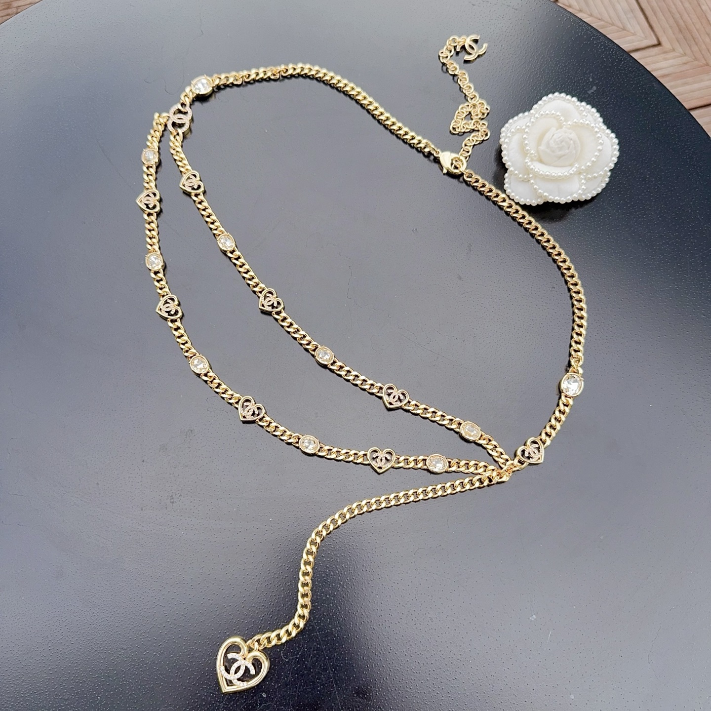 💥💥💥CHANEL 香奈儿 水晶配纯铜腰链、长度：均码，