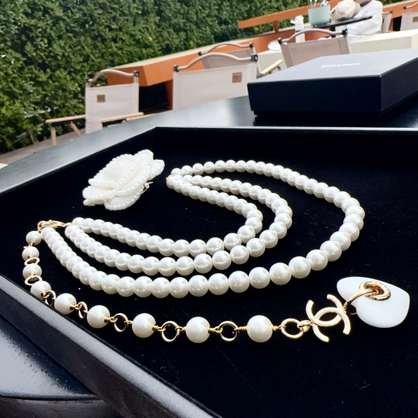 💥💥💥CHANEL 香奈儿 珍珠配纯铜腰链、长度：均码，