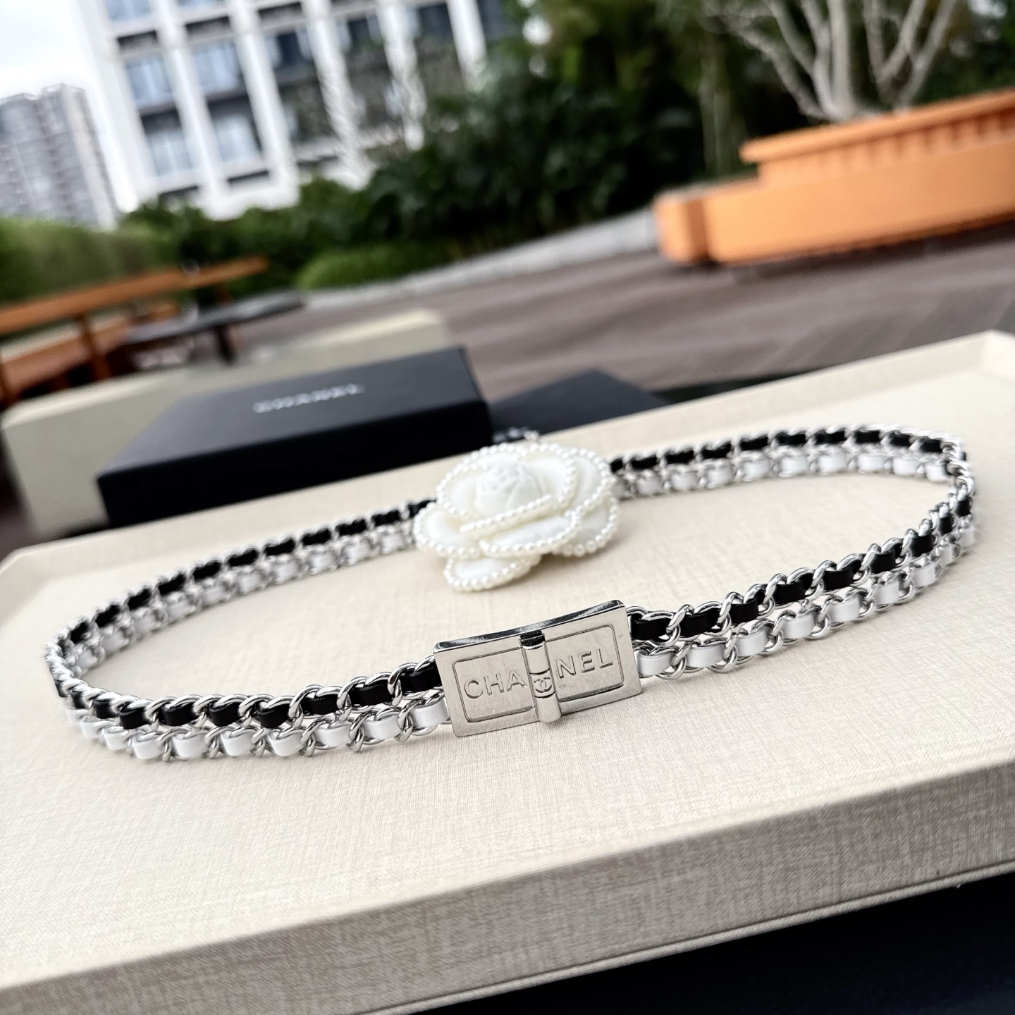 💥💥💥CHANEL 香奈儿腰链、纯铜手工编织牛皮双色腰链、经典优雅、时尚百搭，长度：均码：