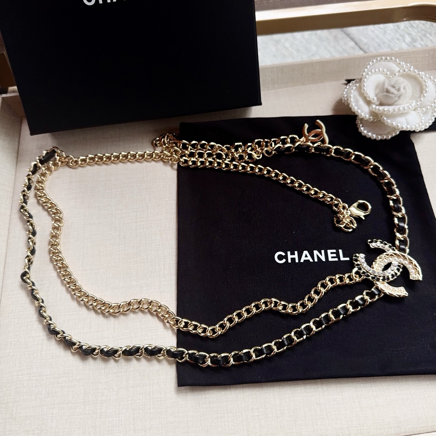 💥💥💥CHANEL 香奈儿、纯铜编织牛皮腰链、经典优雅、时尚百搭，长度：均码，