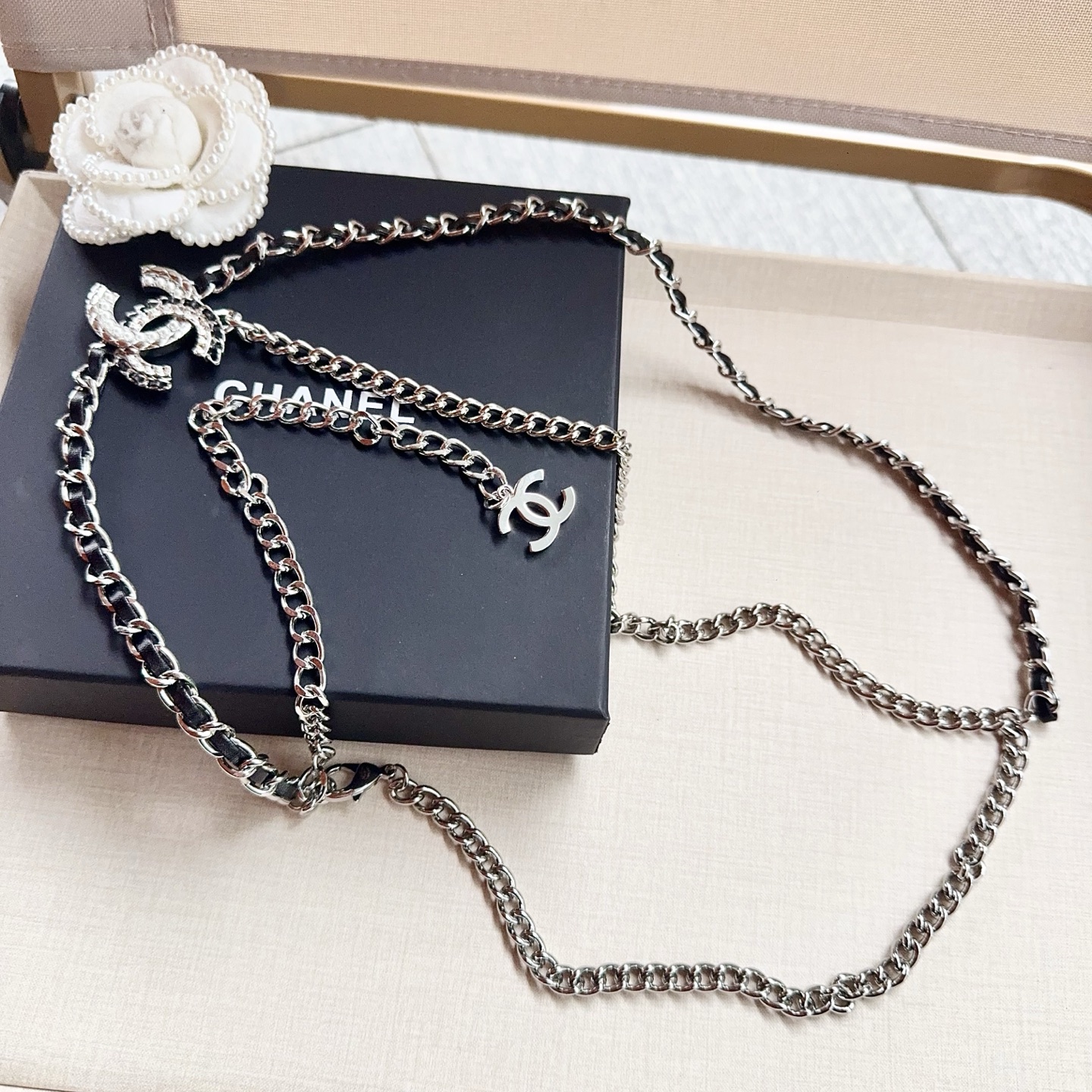 💥💥💥CHANEL 香奈儿、纯铜编织牛皮腰链、经典优雅、时尚百搭，长度：均码，