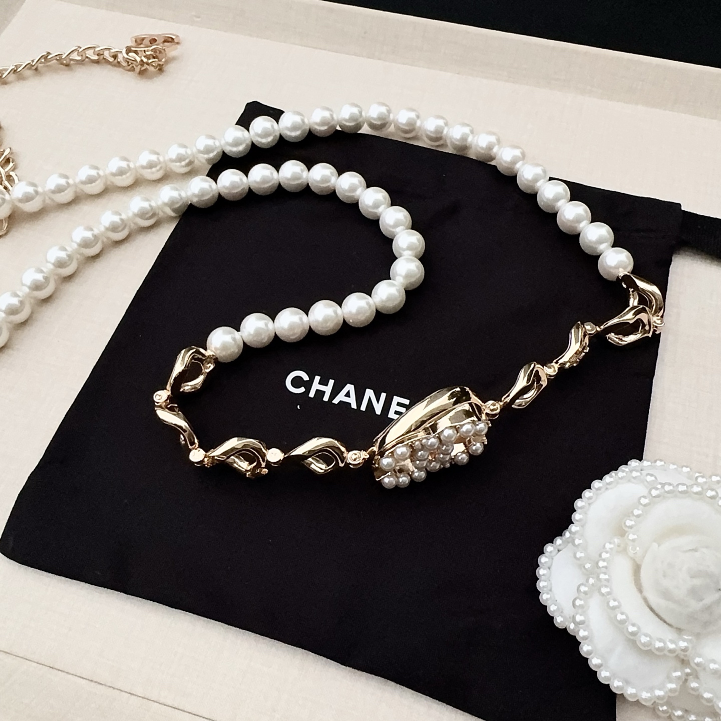 💥💥💥CHANEL 香奈儿  珍珠配纯铜腰链、时尚简约，休闲百搭🌹  长度：均码，