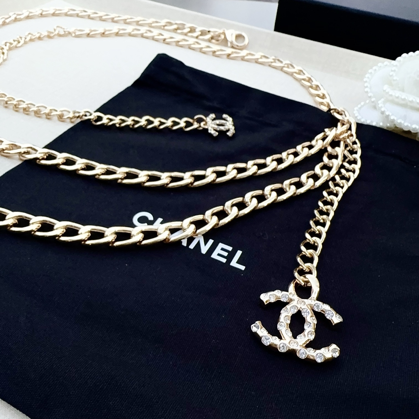 💥💥💥CHANEL 香奈儿  纯铜镶钻腰链、时尚简约，休闲百搭🌹  长度：均码 