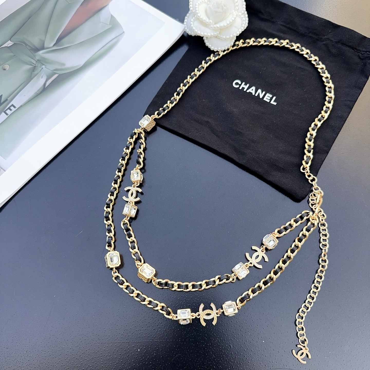 💥💥💥CHANEL 香奈儿  纯铜镶钻腰链、时尚简约，休闲百搭🌹  长度：均码，