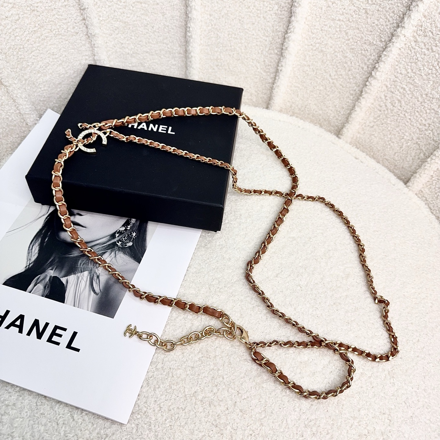 💥💥💥CHANEL 香奈儿  镶钻手工编皮腰链，优雅气质，时尚品味🌹🌹🌹，长度：均码，