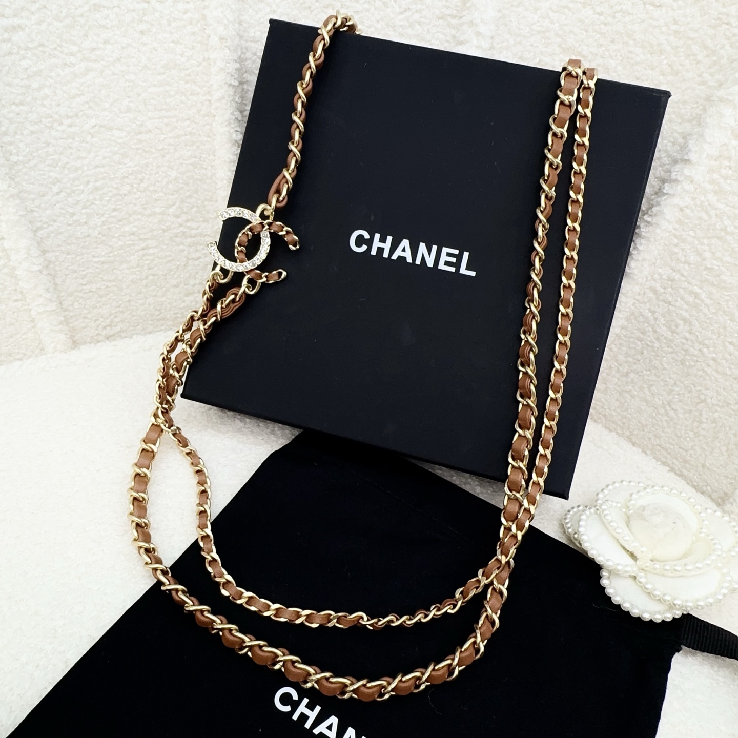 💥💥💥CHANEL 香奈儿  镶钻手工编皮腰链，优雅气质，时尚品味🌹🌹🌹，长度：均码，