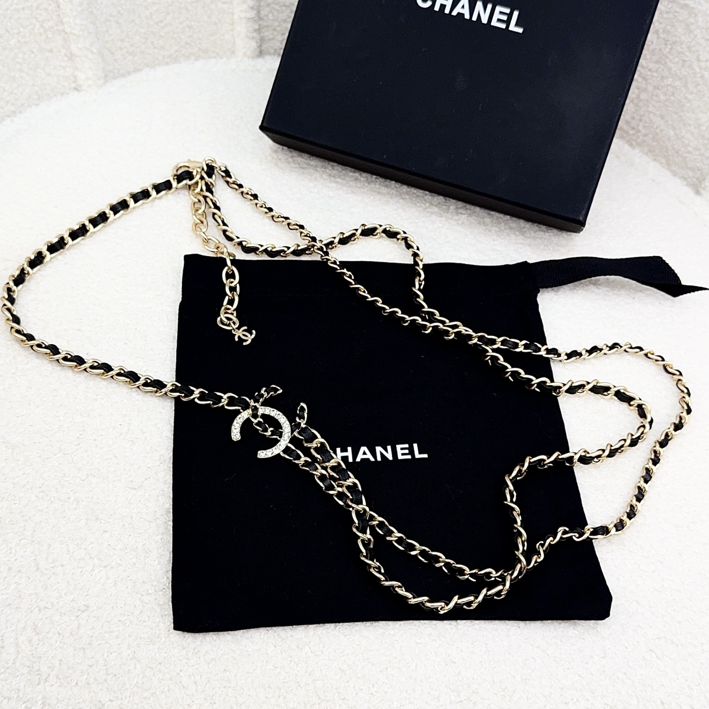 💥💥💥CHANEL 香奈儿  镶钻手工编皮腰链，优雅气质，时尚品味🌹🌹🌹，长度：均码，