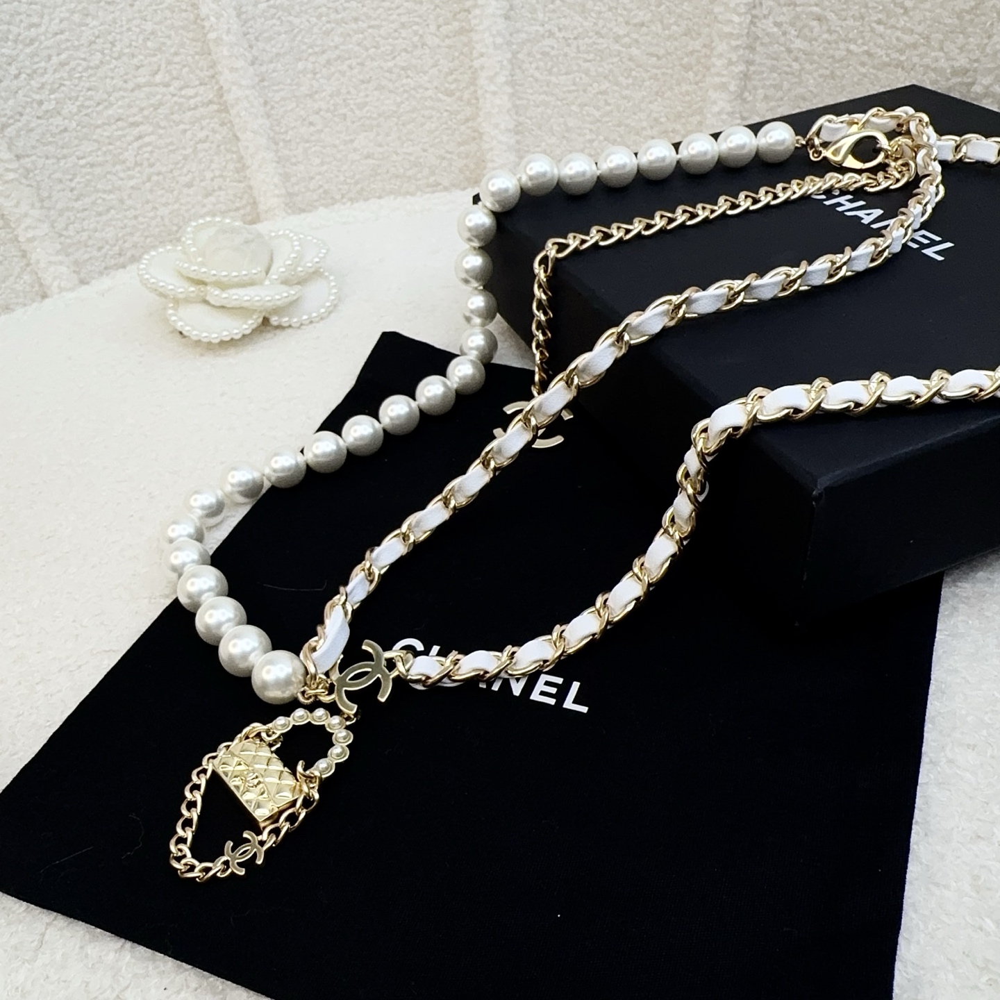 💥💥💥CHANEL 香奈儿  手工编皮珍珠腰链，优雅气质，时尚品味🌹🌹🌹，长度：均码，