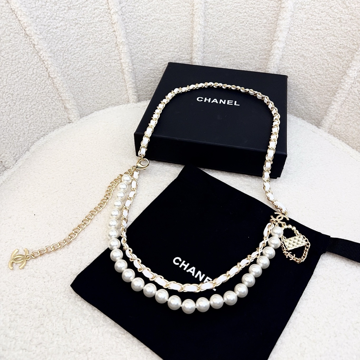 💥💥💥CHANEL 香奈儿  手工编皮珍珠腰链，优雅气质，时尚品味🌹🌹🌹，长度：均码，