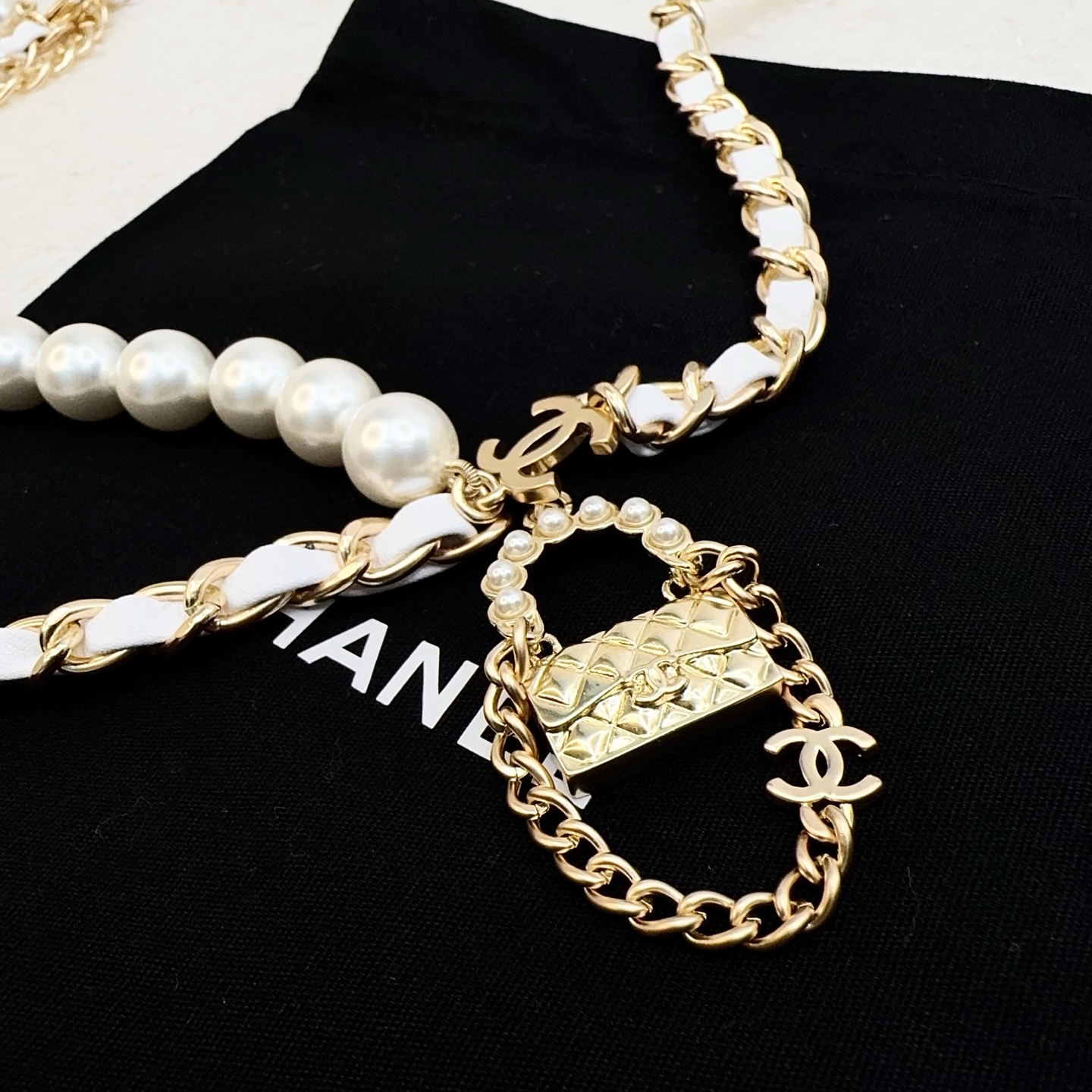 💥💥💥CHANEL 香奈儿  手工编皮珍珠腰链，优雅气质，时尚品味🌹🌹🌹，长度：均码，