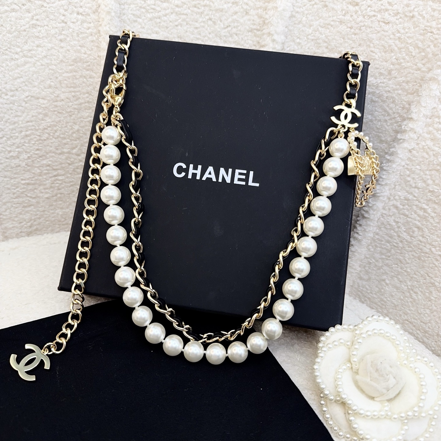 💥💥💥CHANEL 香奈儿  手工编皮珍珠腰链，优雅气质，时尚品味🌹🌹🌹，长度：均码，