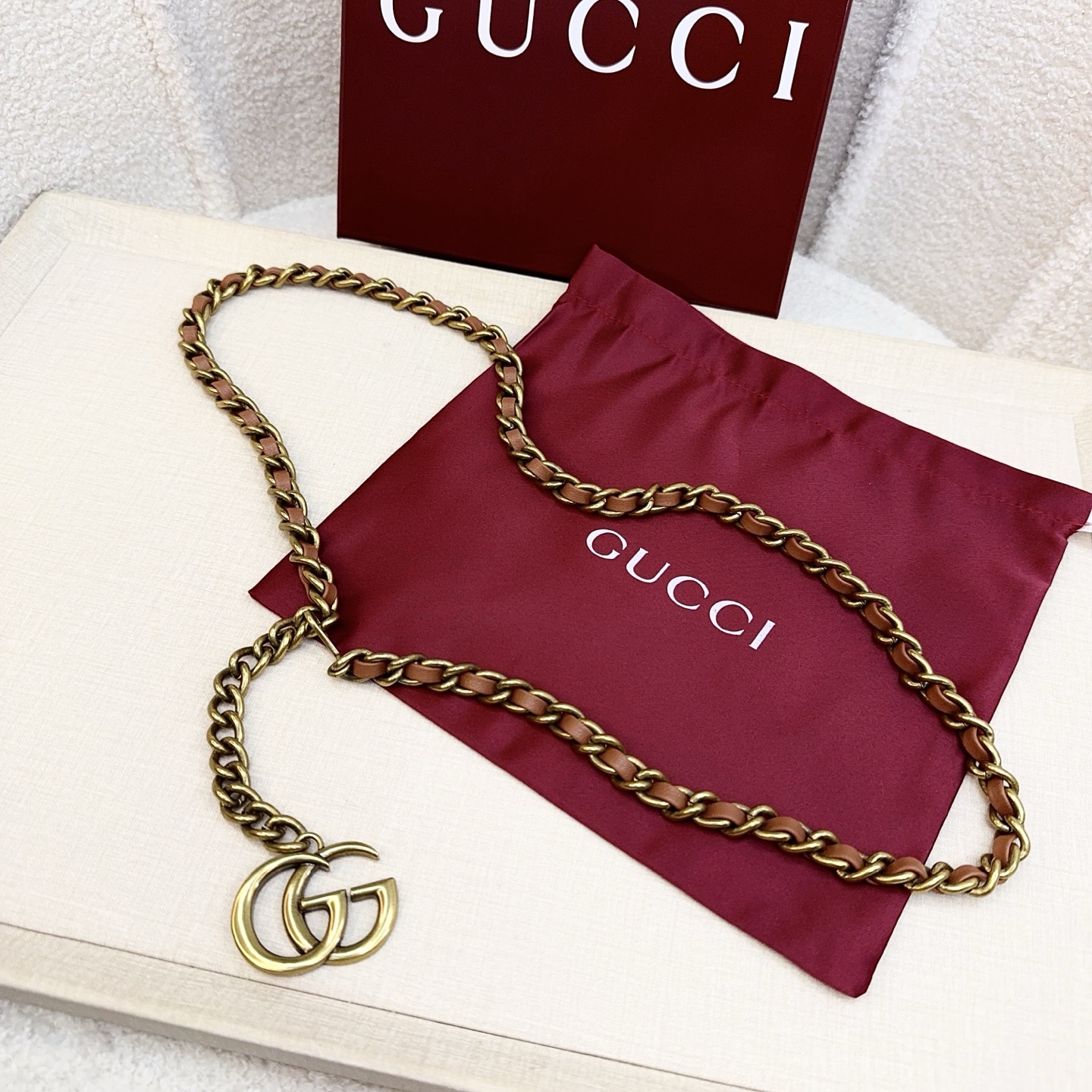 💥💥💥CUCCI  古奇新款手工编皮腰链、经典优雅、时尚百搭，长度：均码，