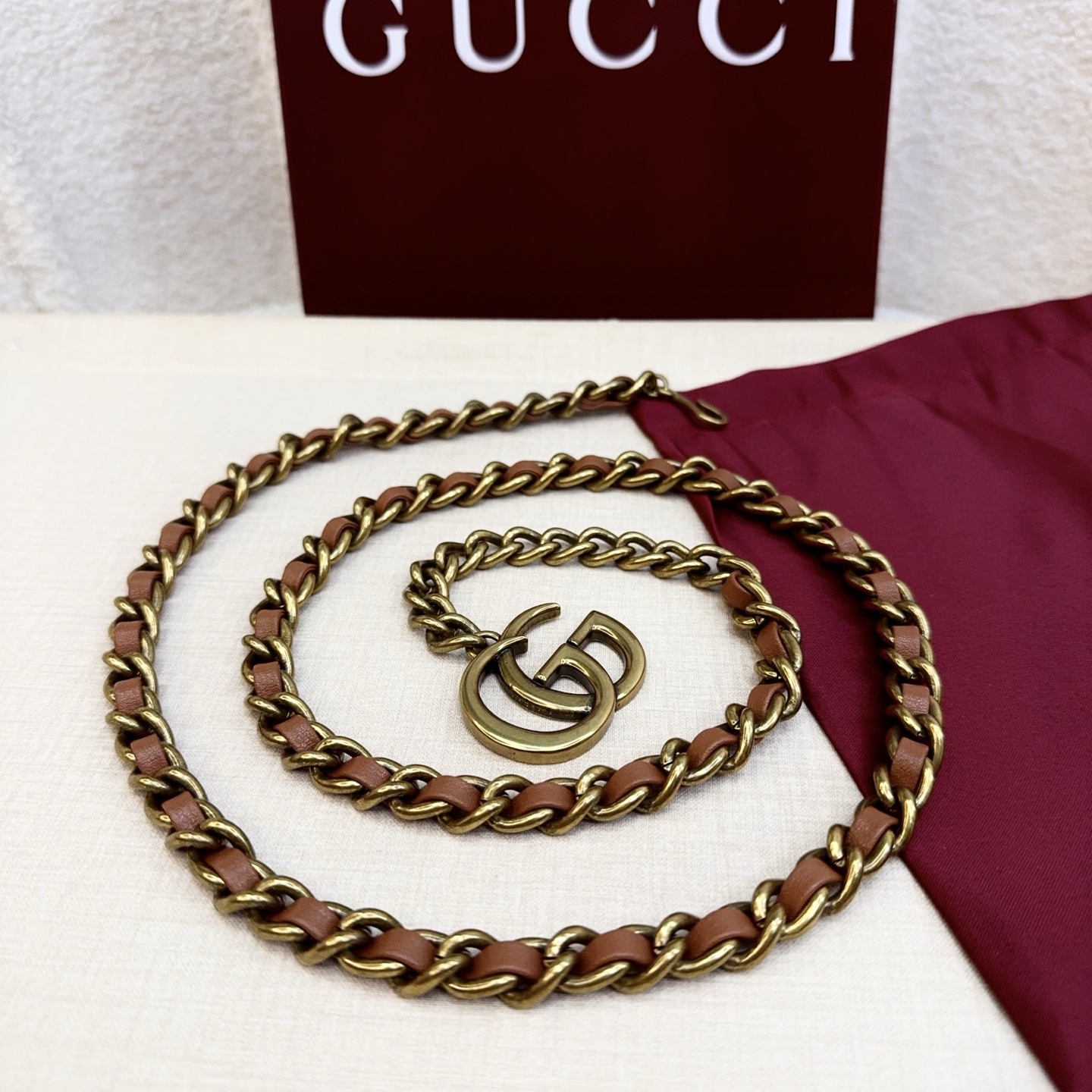 💥💥💥CUCCI  古奇新款手工编皮腰链、经典优雅、时尚百搭，长度：均码，