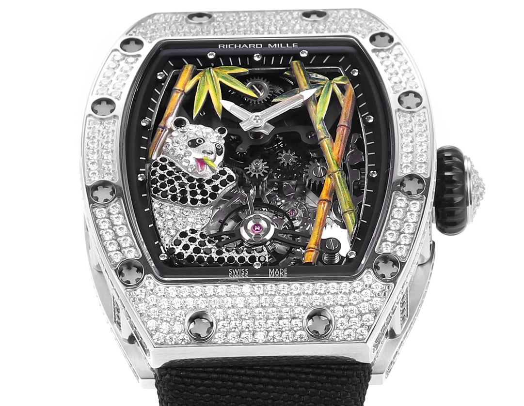 Richard Mille RM 26-01 Tourbillon Panda diamond-set titanium case, black dial, black fabric strap 48mm Men's Manual Wind Tourbillon