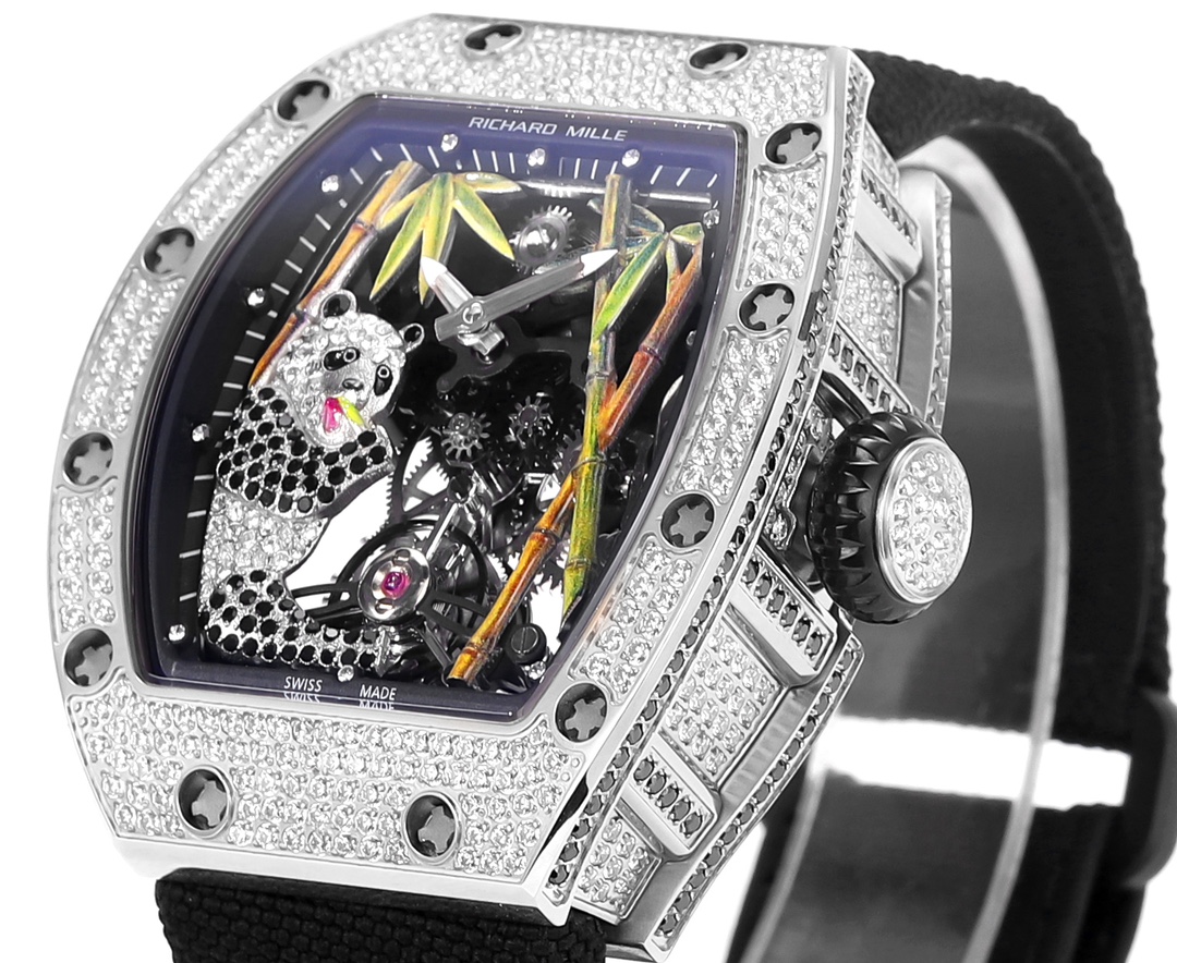 Richard Mille RM 26-01 Tourbillon Panda diamond-set titanium case, black dial, black fabric strap 48mm Men's Manual Wind Tourbillon