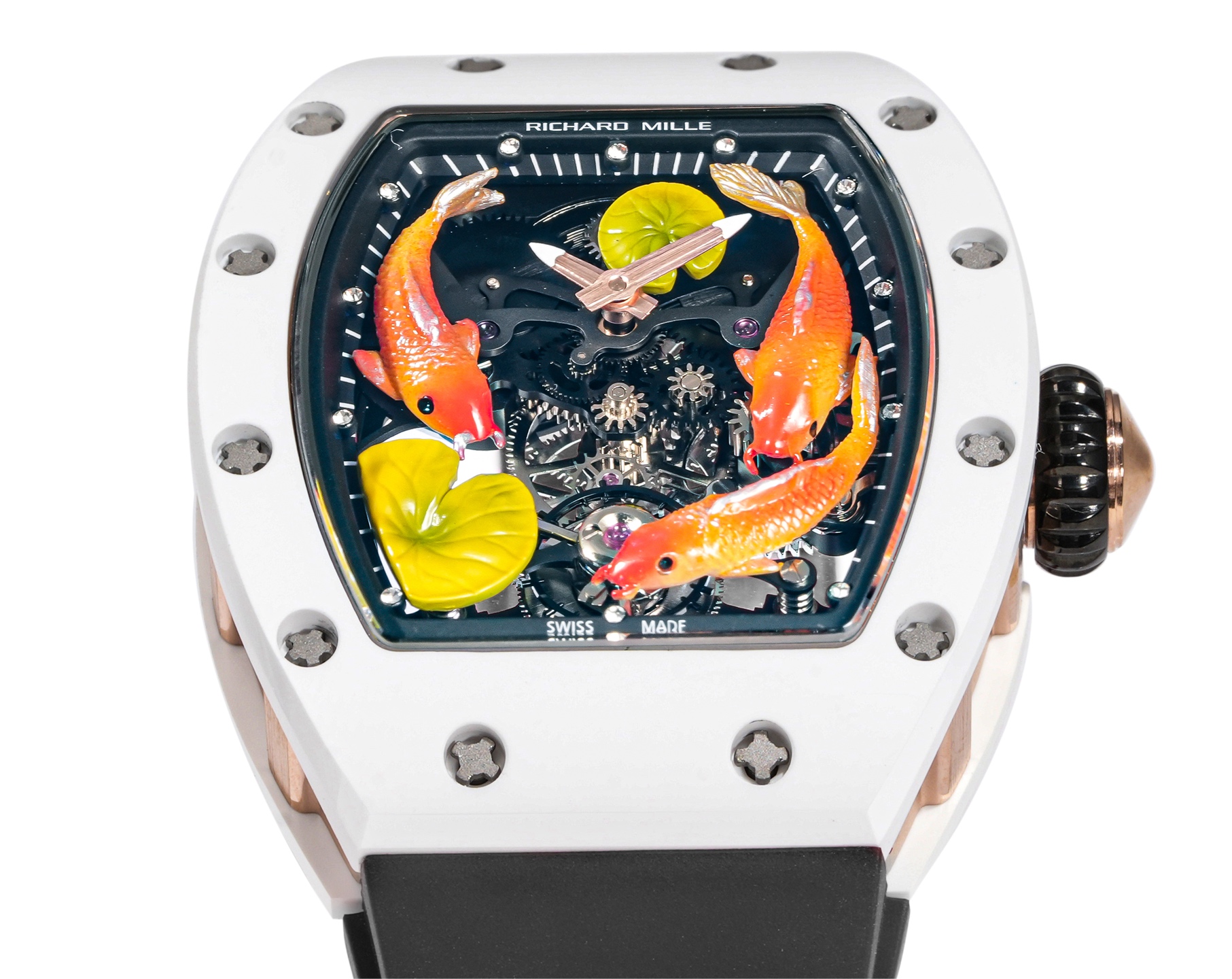 Richard Mille RM 053-01 Pablo Mac Donough white titanium case, black bezel / dial, black rubber strap with multicolor koi dial 45mm Men's Mechanical