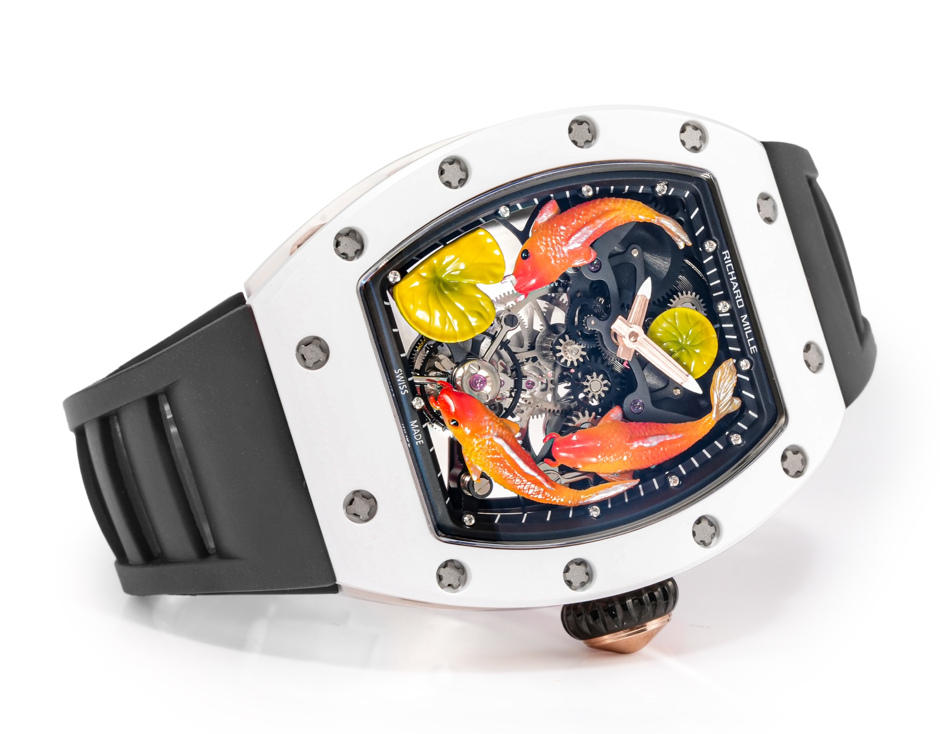 Richard Mille RM 053-01 Pablo Mac Donough white titanium case, black bezel / dial, black rubber strap with multicolor koi dial 45mm Men's Mechanical