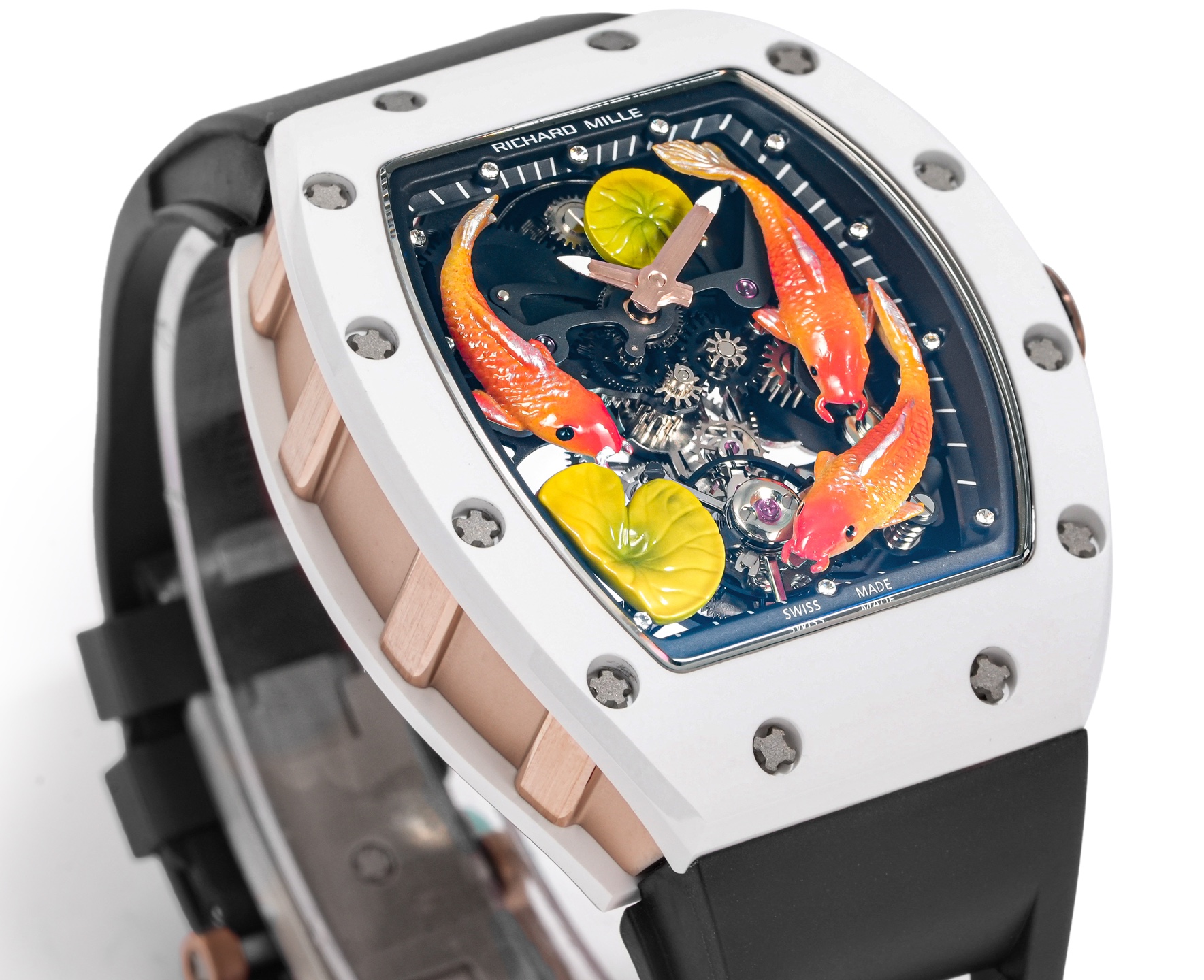 Richard Mille RM 053-01 Pablo Mac Donough white titanium case, black bezel / dial, black rubber strap with multicolor koi dial 45mm Men's Mechanical