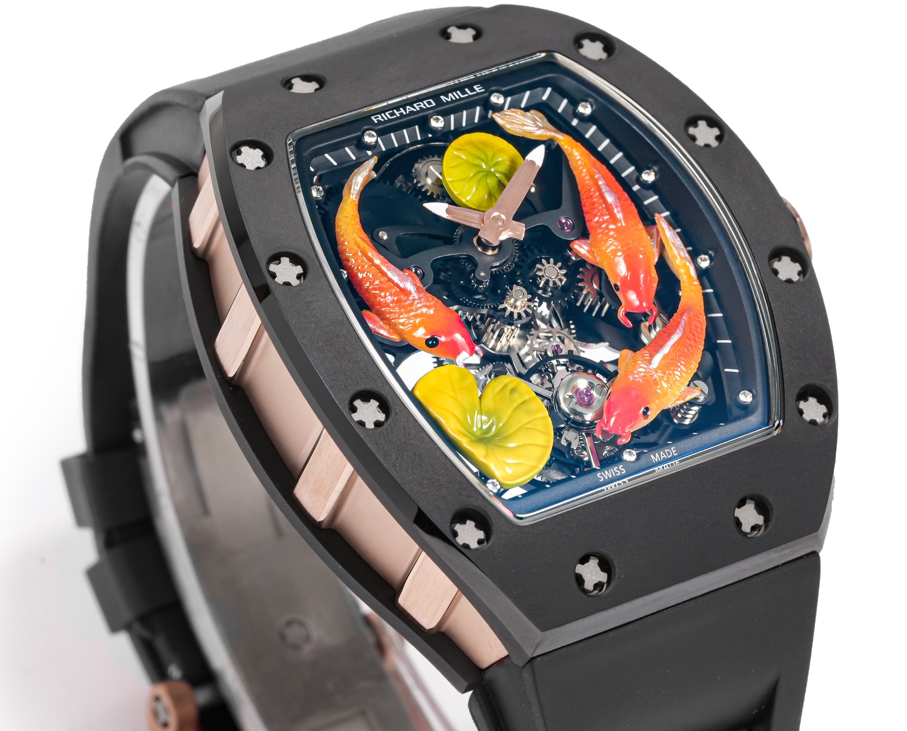 Richard Mille RM 75-01 Flying Tourbillon Sapphire black case, black bezel, skeleton dial, black strap with multicolor decorative elements 41.7mm Men's Automatic