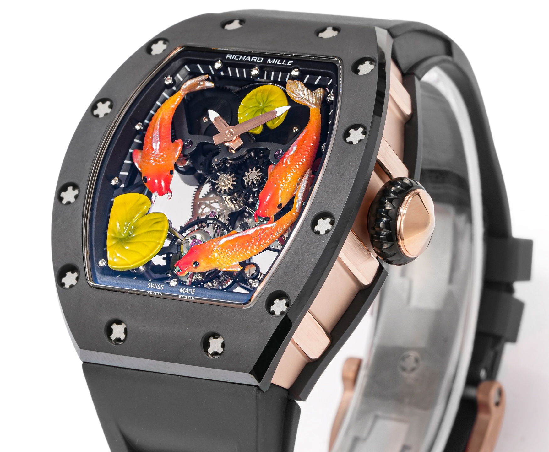 Richard Mille RM 75-01 Flying Tourbillon Sapphire black case, black bezel, skeleton dial, black strap with multicolor decorative elements 41.7mm Men's Automatic